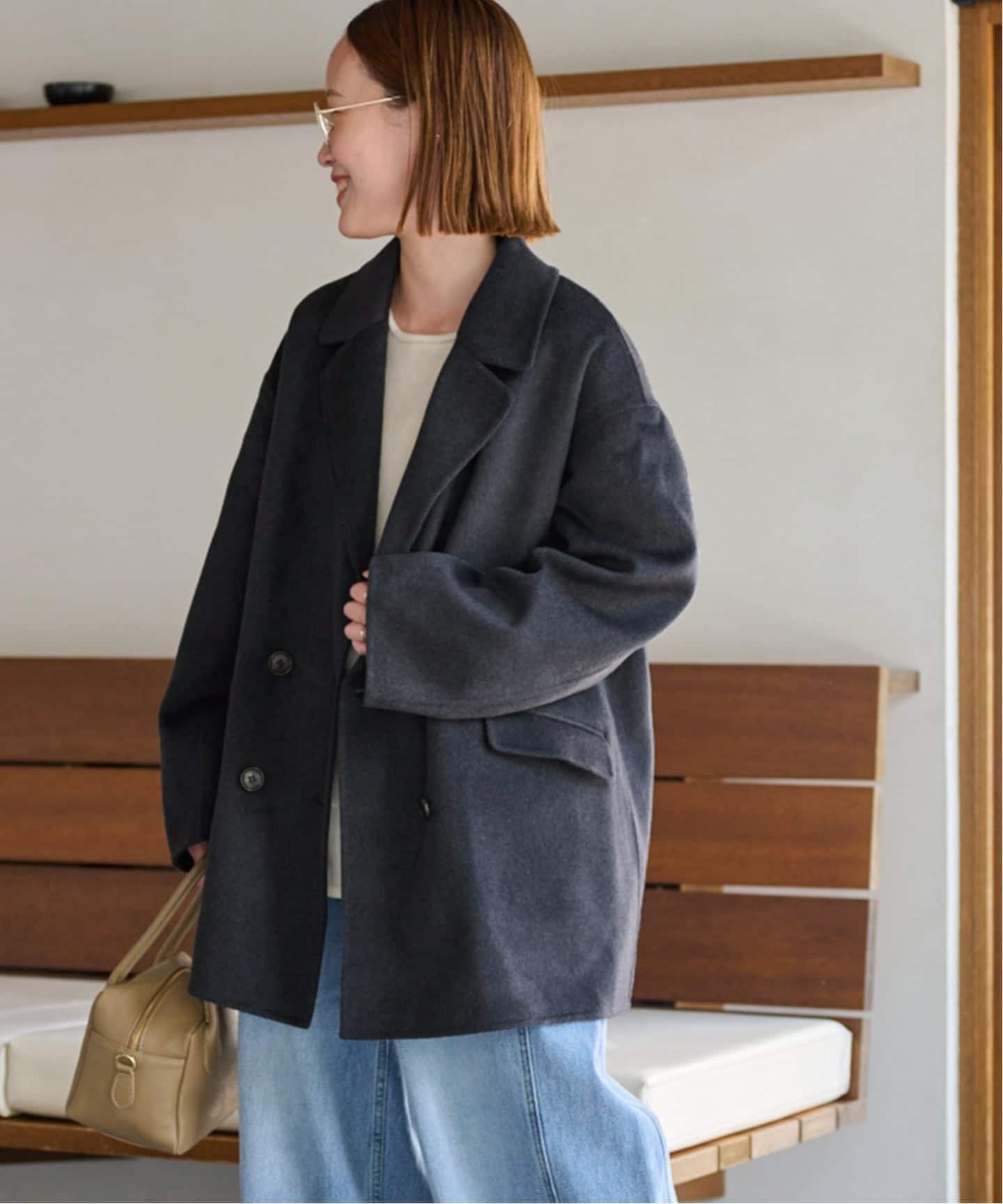 【ジャーナルスタンダード レリューム/JOURNAL STANDARD relume】の25AW新作 ウールカシミヤテーラードコート インテリア・キッズ・メンズ・レディースファッション・服の通販 founy(ファニー) 　ファッション　Fashion　レディースファッション　Fashion for Women　アウター　Coat / Outerwear Collection　コート・ロングコート・ピーコート　Long Coats, Peacoats & More　2025年　2025　2025-2026秋冬・A/W　Autumn/Winter 2025–26 AW25–26　ジャケット　Jacket, Outerwear　ダブル　Double, Double-Breasted　トレンド　Trend, Trending Now　フェイス　Face, Facial Design　エレガント 上品　Elegant　ネイビー|ID: prp329100004732499 ipo3291000000034516626