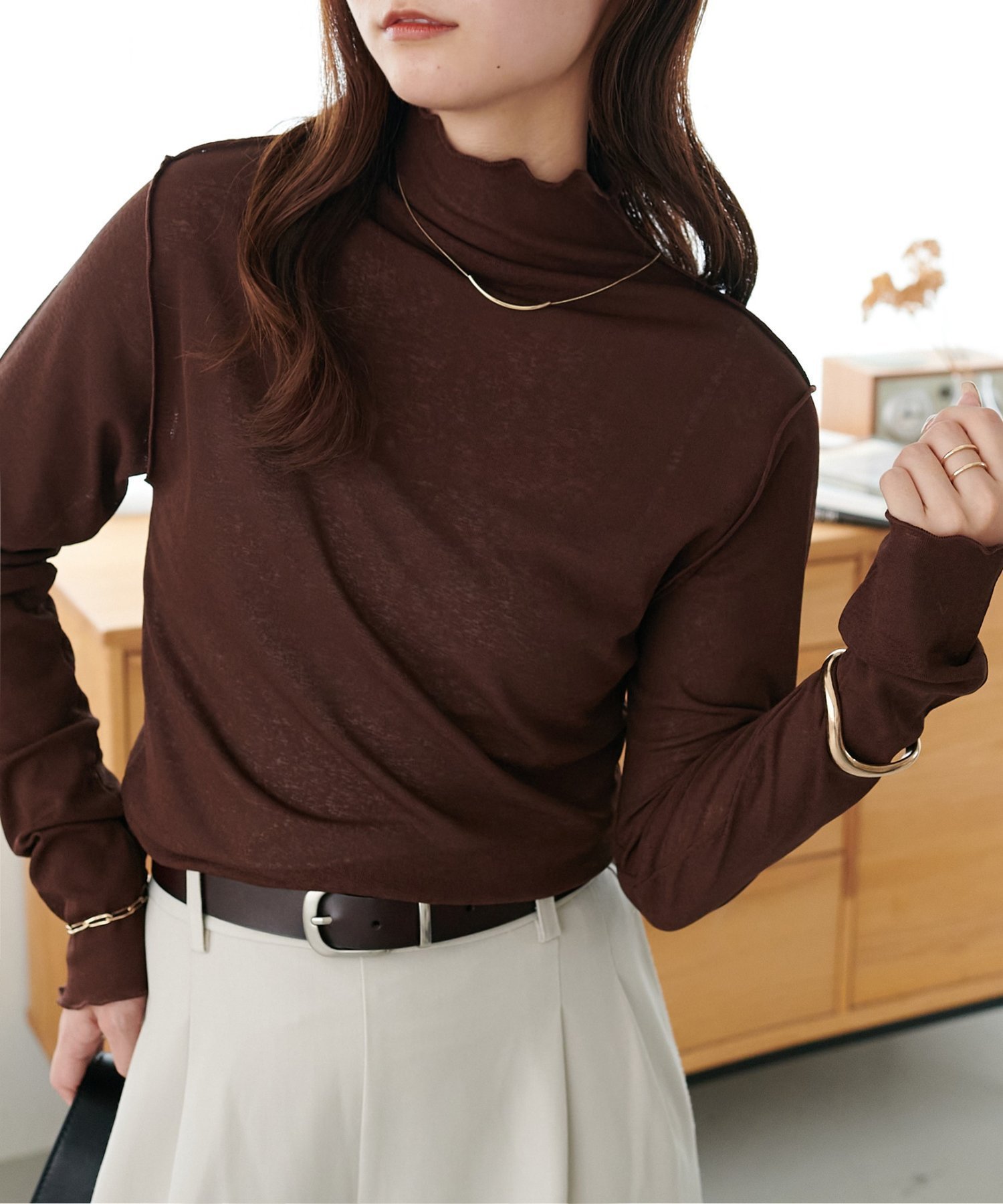 【ディスコート/Discoat】の【WEB限定】シアーボトルネックプルオーバー インテリア・キッズ・メンズ・レディースファッション・服の通販 founy(ファニー) ファッション Fashion レディースファッション Fashion for Women トップス・カットソー Cut & Sew Tops カジュアルプルオーバー・ニットトップス Pullovers & Knit Tops / Casual Pullovers ブラウン|ID: prp329100004732546 ipo3291000000034507609