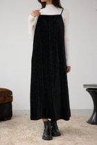 【アズール バイ マウジー/AZUL by moussy】のプリーツベロアキャミワンピース 人気、トレンドファッション・服の通販 founy(ファニー) ファッション Fashion レディースファッション Fashion for Women ワンピース Dresses キャミソールワンピース Camisole Dresses インナー Innerwear フェミニン Feminine, Girly プリーツ Pleats, Pleated ベロア Velour, Soft Velvet ランダム Random, Irregular リブニット Rib Knit, Ribbed Knit ロング Long, Long-Length エレガント 上品 Elegant thumbnail BLK|ID: prp329100004732550 ipo3291000000034184181