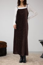 【アズール バイ マウジー/AZUL by moussy】のプリーツベロアキャミワンピース 人気、トレンドファッション・服の通販 founy(ファニー) ファッション Fashion レディースファッション Fashion for Women ワンピース Dresses キャミソールワンピース Camisole Dresses インナー Innerwear フェミニン Feminine, Girly プリーツ Pleats, Pleated ベロア Velour, Soft Velvet ランダム Random, Irregular リブニット Rib Knit, Ribbed Knit ロング Long, Long-Length エレガント 上品 Elegant thumbnail BRN|ID: prp329100004732550 ipo3291000000034184183