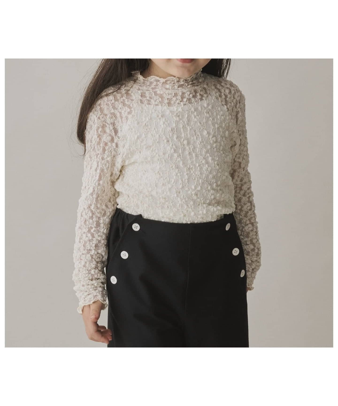 【イエナアンファン/IENA ENFANT / KIDS】のレースカットソー kids インテリア・キッズ・メンズ・レディースファッション・服の通販 founy(ファニー) 　ファッション　Fashion　キッズファッション　Fashion for Kids　トップス・カットソー　Cut & Sew Tops　インナー　Innerwear　サロペット　Overalls, Salopette　スウェット / スエット　Sweatshirt, Sweatwear　長袖　Long Sleeve, Full Sleeve　ベーシック　Basic, Essential　レース　Lace, Lace Fabric　おすすめ　Recommended / Our Picks　ホワイト|ID: prp329100004732776 ipo3291000000034185983