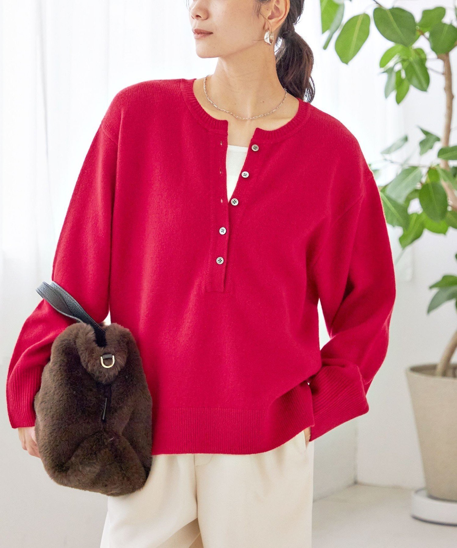 【シップス フォー ウィメン/SHIPS】の《一部 》 手洗い可能 ウール カシミヤ 2WAY プルオーバー インテリア・キッズ・メンズ・レディースファッション・服の通販 founy(ファニー) 　ファッション　Fashion　レディースファッション　Fashion for Women　トップス・カットソー　Cut & Sew Tops　カジュアルプルオーバー・ニットトップス　Pullovers & Knit Tops / Casual Pullovers　インナー　Innerwear　ジャケット　Jacket, Outerwear　デニム　Denim, Jeans Material　バランス　Balance, Style Balance　ポケット　Pocket, Pocket Detail　ミュール　Mule, Backless Shoes　ワイド　Wide, Wide Fit　おすすめ　Recommended / Our Picks　2025年　2025　2025-2026秋冬・A/W　Autumn/Winter 2025–26 AW25–26　レッド|ID: prp329100004732885 ipo3291000000034277774