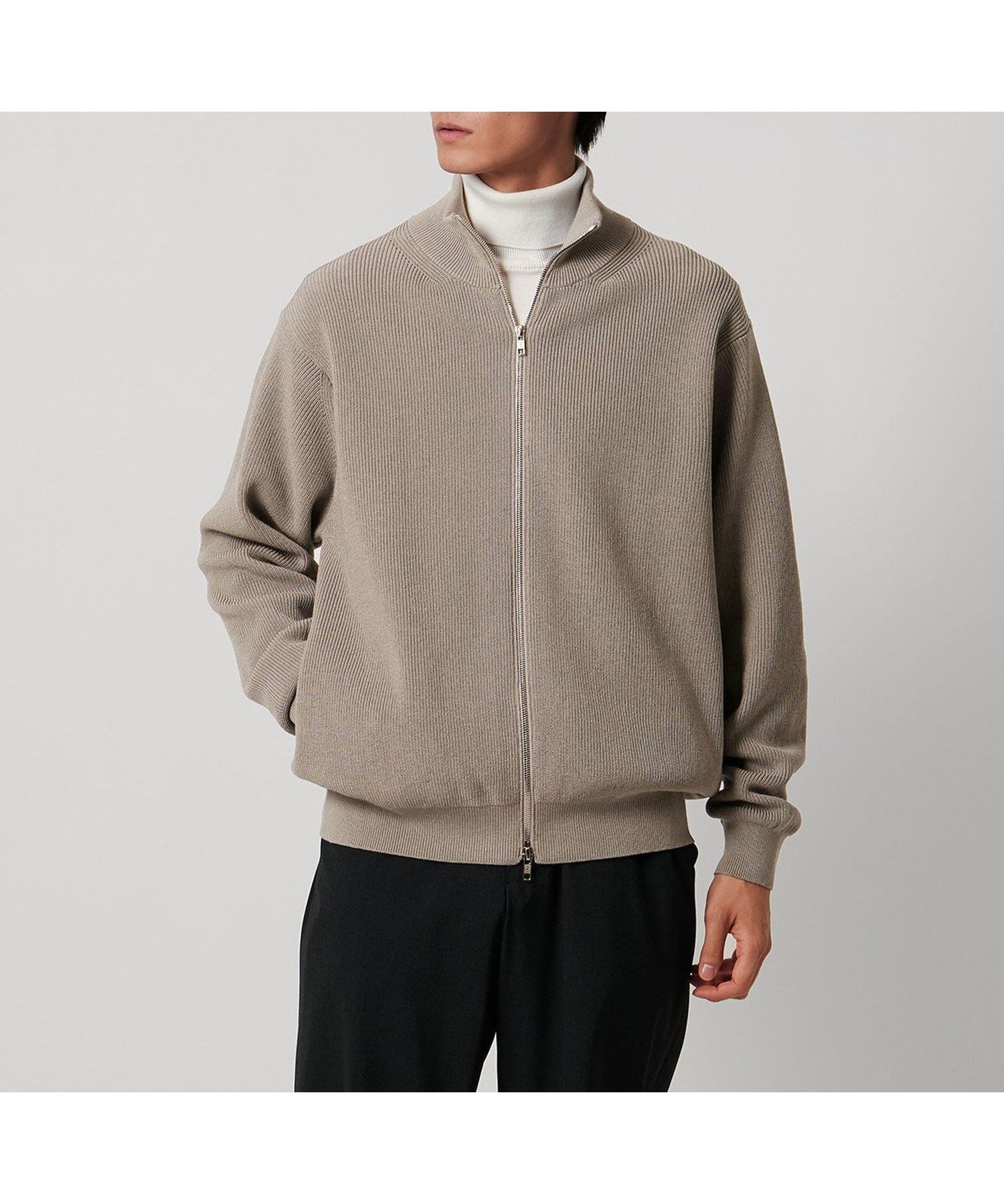 【ユナイテッドアローズ/UNITED ARROWS / MEN】のジップアップ ドライバーズニット インテリア・キッズ・メンズ・レディースファッション・服の通販 founy(ファニー) 　ファッション　Fashion　メンズファッション　Fashion for Men　インナー　Innerwear　畦　Ribbed Knit　ジップアップ　Zip-Up, Full Zip　スタンド　Stand Collar, Upright Stand　定番　Standard, Basic Item　ハイネック　High Neck, Mock Neck　フォルム　Silhouette, Form　ブルゾン　Blouson, Bomber Jacket　リラックス　Relax, Relaxed Fit　ロング　Long, Long-Length　NATURAL|ID: prp329100004732924 ipo3291000000034231894