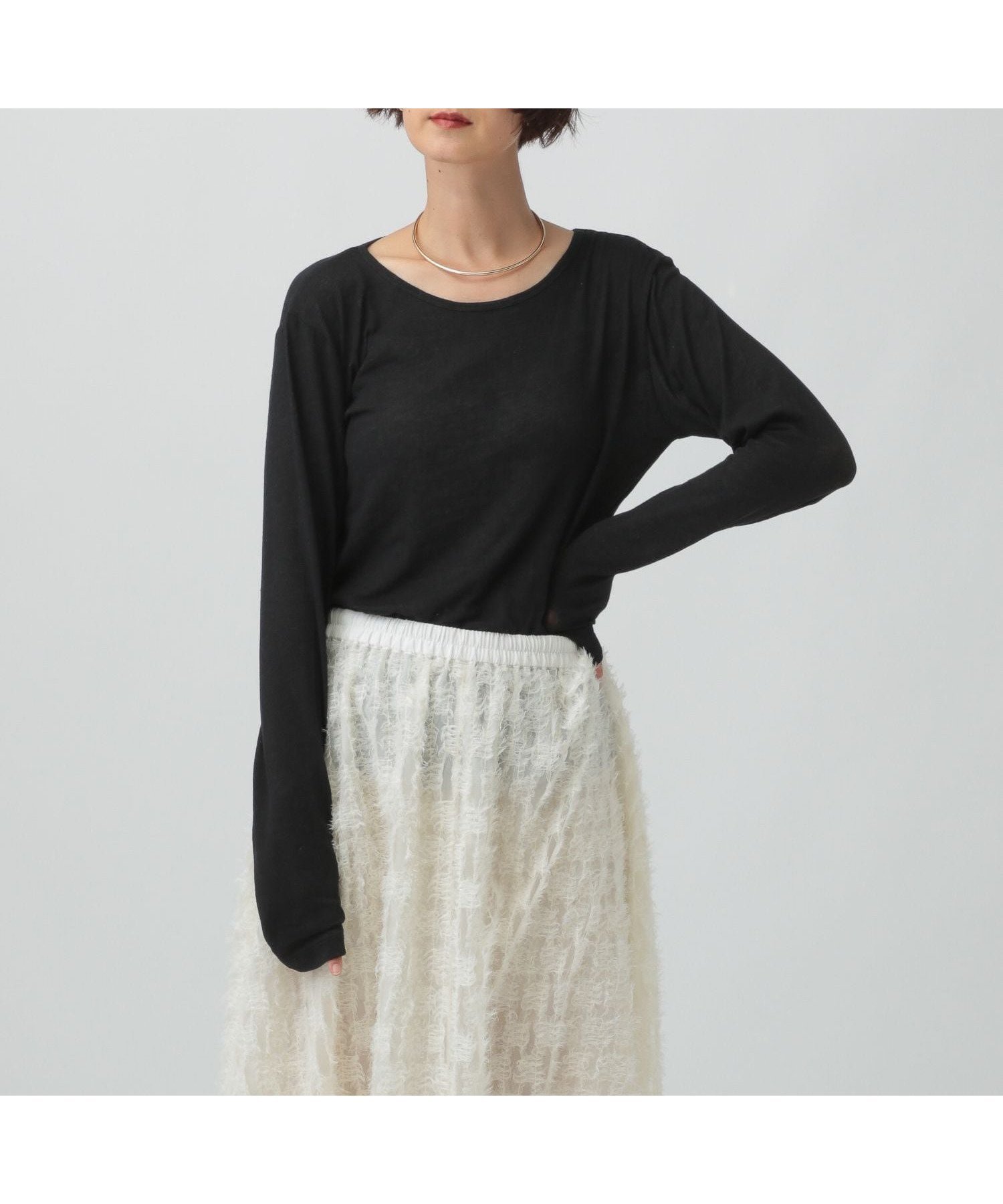 【レプシィム ローリーズファーム/LEPSIM LOWRYS FARM】のテンセル混クルー インテリア・キッズ・メンズ・レディースファッション・服の通販 founy(ファニー) 　ファッション　Fashion　レディースファッション　Fashion for Women　おすすめ　Recommended / Our Picks　インナー　Innerwear　キャミワンピース　Cami Dress, Slip Dress　ジャケット　Jacket, Outerwear　スウェット / スエット　Sweatshirt, Sweatwear　ベーシック　Basic, Essential　ブラック09|ID: prp329100004733069 ipo3291000000034669866