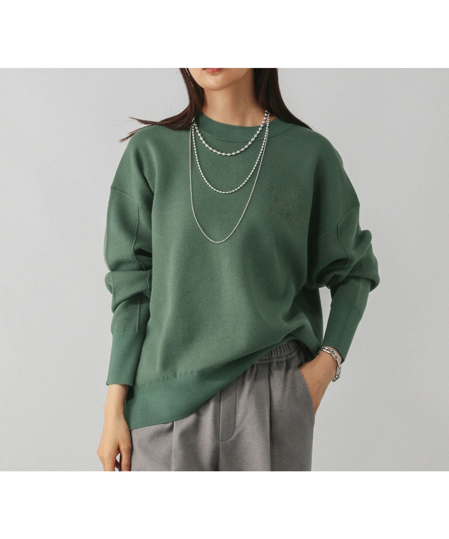 【グローバルワーク/GLOBAL WORK】のスウェットライククループルオーバー/571350 インテリア・キッズ・メンズ・レディースファッション・服の通販 founy(ファニー)  ファッション Fashion レディースファッション Fashion for Women トップス・カットソー Cut & Sew Tops レディースパーカー・カジュアルフーディー Casual Hoodies & Sweatshirts カジュアルプルオーバー・ニットトップス Pullovers & Knit Tops / Casual Pullovers スウェット・クルーネックトップス Sweatshirts & Crewnecks / Relaxed Fit Sweat Tops ジャカード/ジャガード Jacquard, Woven Pattern ダブル Double, Double-Breasted トレンド Trend, Trending Now グリーン76|ID: prp329100004733080 ipo3291000000034189726