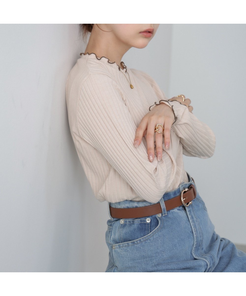 【バブ ブージュルード/Bab Bou Jeloud】の【選べるデザイン】ウェーブメローリブカットソー インテリア・キッズ・メンズ・レディースファッション・服の通販 founy(ファニー)  ファッション Fashion レディースファッション Fashion for Women トップス・カットソー Cut & Sew Tops カットソー・ベーシックTシャツ Cut-and-Sewn Tops / Stretch Tees & Basics インナー Innerwear カットソー Cut and Sewn Top サテン Satin, Glossy Fabric シンプル Simple, Minimal スマート Smart, Elegant スラックス Slacks, Dress Pants チェック Check, Plaid, Tartan なめらか Smooth, Silky Texture 人気 Popular, Best Seller ハイネック High Neck, Mock Neck ボトルネック Bottle Neck, Mock Neck 再入荷 Restock / Back in Stock IVORY|ID: prp329100004733087 ipo3291000000034367691