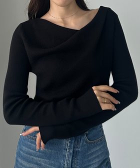 【ジュノア/JUNOAH】のLouere 薄手ドレープリブニットトップス 人気、トレンドファッション・服の通販 founy(ファニー) ファッション Fashion レディースファッション Fashion for Women トップス・カットソー Cut & Sew Tops ニット Knit Tops & Sweaters アクリル Acrylic Material |ID:prp329100004733126