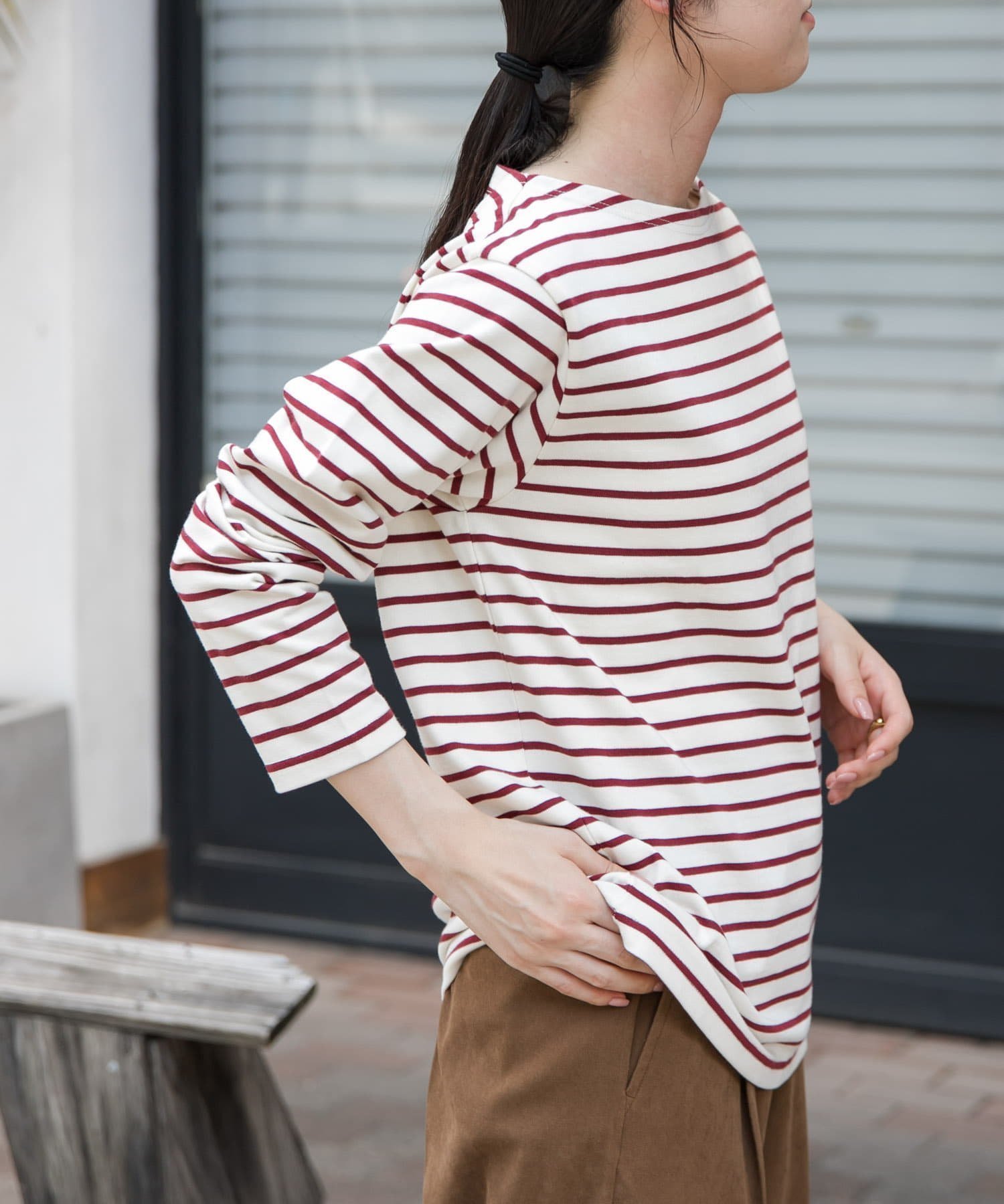 【アーバンリサーチ ドアーズ/URBAN RESEARCH DOORS】のFORK SPOON ボートネックボーダー インテリア・キッズ・メンズ・レディースファッション・服の通販 founy(ファニー) 　ファッション　Fashion　レディースファッション　Fashion for Women　2025年　2025　2025-2026秋冬・A/W　Autumn/Winter 2025–26 AW25–26　冬　Winter / This Winter　インナー　Innerwear　ベーシック　Basic, Essential　ボーダー　Border, Stripe　今季　This Season, Current Season　定番　Standard, Basic Item　A/W・秋冬　Autumn/Winter　ECR×RED|ID: prp329100004733166 ipo3291000000034244013
