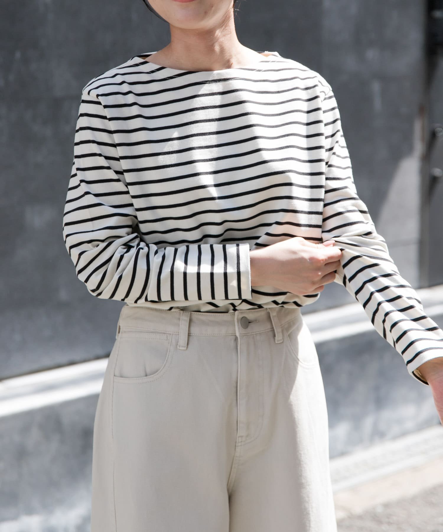【アーバンリサーチ ドアーズ/URBAN RESEARCH DOORS】のFORK SPOON ボートネックボーダー インテリア・キッズ・メンズ・レディースファッション・服の通販 founy(ファニー) 　ファッション　Fashion　レディースファッション　Fashion for Women　2025年　2025　2025-2026秋冬・A/W　Autumn/Winter 2025–26 AW25–26　冬　Winter / This Winter　インナー　Innerwear　ベーシック　Basic, Essential　ボーダー　Border, Stripe　今季　This Season, Current Season　定番　Standard, Basic Item　A/W・秋冬　Autumn/Winter　ECR×BLK|ID: prp329100004733166 ipo3291000000034244015