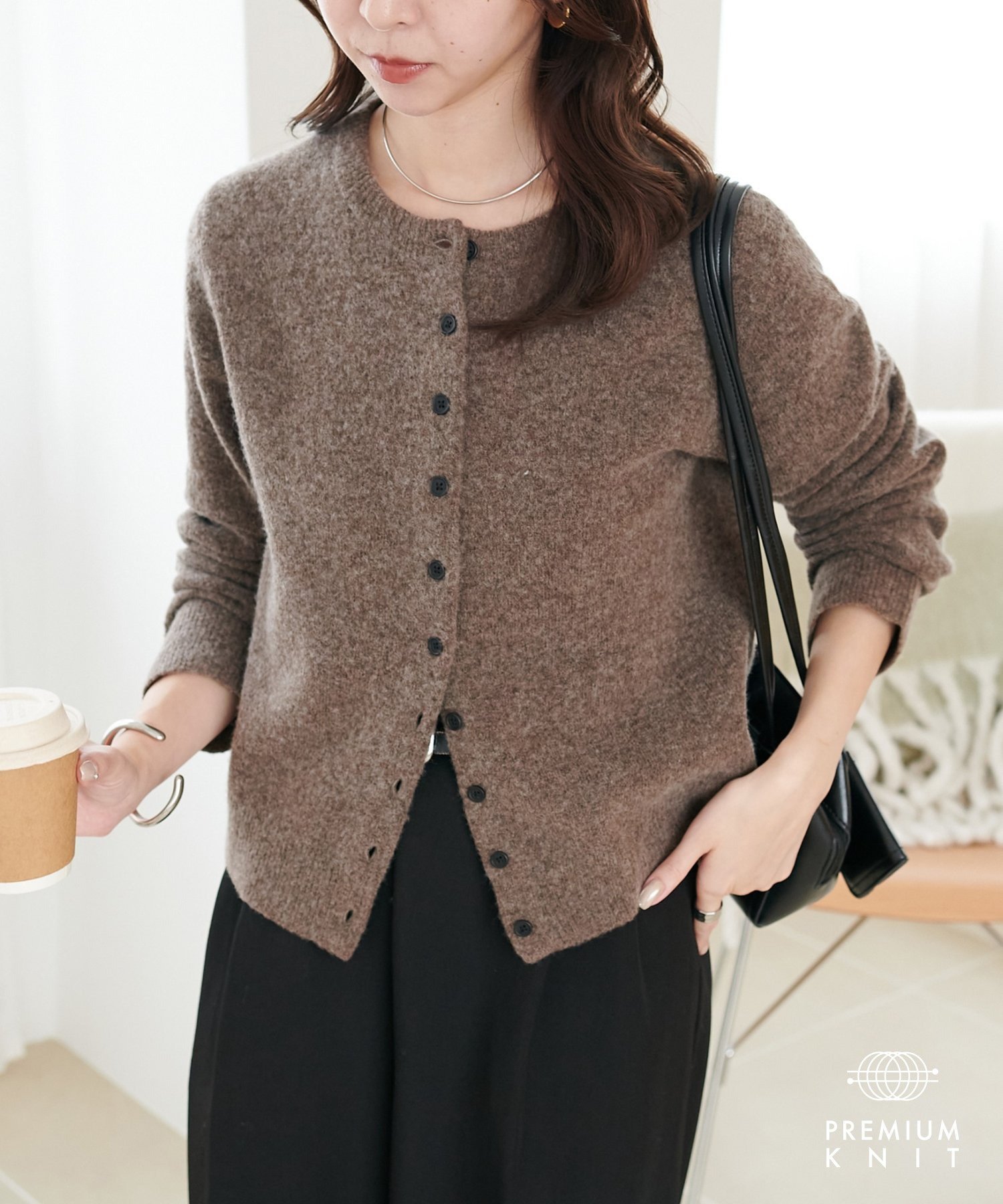 【ディスコート/Discoat】の【保温性!/高見え】ヤクブレンドクルーカーディガン インテリア・キッズ・メンズ・レディースファッション・服の通販 founy(ファニー) ファッション Fashion レディースファッション Fashion for Women トップス・カットソー Cut & Sew Tops カーディガン・羽織り Layered Style Cardigans カーディガン Cardigan, Knitwear シンプル Simple, Minimal バランス Balance, Style Balance ベーシック Basic, Essential ブラウン|ID: prp329100004733175 ipo3291000000034460873