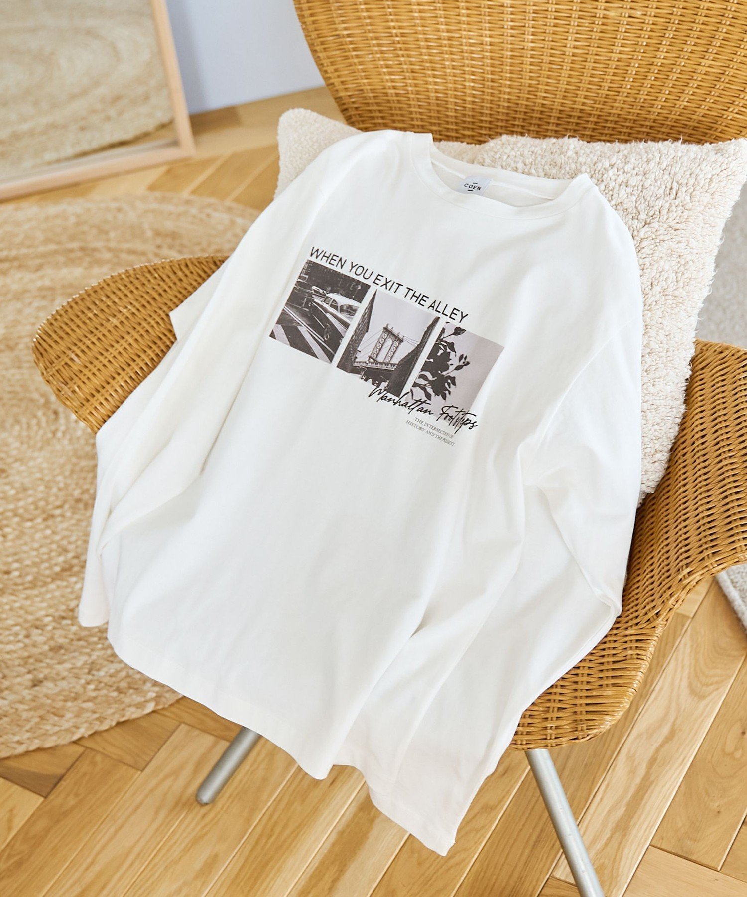 【コーエン/COEN】のコットンフォトプリントロンT インテリア・キッズ・メンズ・レディースファッション・服の通販 founy(ファニー) 　ファッション　Fashion　レディースファッション　Fashion for Women　トップス・カットソー　Cut & Sew Tops　ロングTシャツ・Tシャツ　Longline T-Shirts & Tees　グラフィック　Graphic, Graphic Design　コンパクト　Compact, Small Size　シンプル　Simple, Minimal　なめらか　Smooth, Silky Texture　プリント　Print, Printed Pattern　その他1|ID: prp329100004733190 ipo3291000000034271378