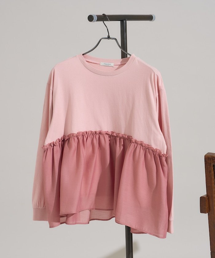 【フリークスストア/FREAK'S STORE】のドッキングロンT 限定展開 25AW インテリア・キッズ・メンズ・レディースファッション・服の通販 founy(ファニー) ファッション Fashion レディースファッション Fashion for Women トップス・カットソー Cut & Sew Tops ロングTシャツ・Tシャツ Longline T-Shirts & Tees 2025年 2025 2025-2026秋冬・A/W Autumn/Winter 2025–26 AW25–26 冬 Winter / This Winter カットソー Cut and Sewn Top ドッキング Docking, Mixed Material フレア Flare, Flared ミックス Mix, Mixed Style A/W・秋冬 Autumn/Winter コーラルピンク|ID: prp329100004733196 ipo3291000000034561640