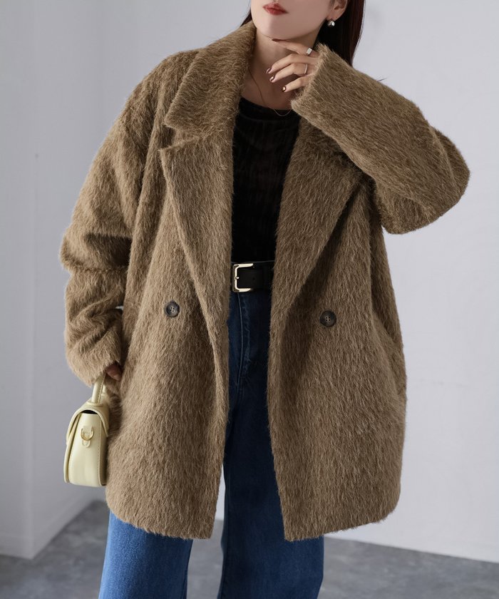 【リベリー/Riberry】のミドル丈シャギーダブルジャケットコート インテリア・キッズ・メンズ・レディースファッション・服の通販 founy(ファニー) https://founy.com/ ファッション Fashion レディースファッション Fashion for Women アウター Coat / Outerwear Collection コート・ロングコート・ピーコート Long Coats, Peacoats & More レディースジャケット・軽アウター Jackets インナー Innerwear オケージョン Occasion Wear クラシカル Classical, Vintage-Inspired 今季 This Season, Current Season ショート Short, Short Length シンプル Simple, Minimal ダブル Double, Double-Breasted トレンド Trend, Trending Now ハイネック High Neck, Mock Neck バランス Balance, Style Balance ベーシック Basic, Essential ボトム Bottoms, Lower Wear 防寒 Cold Protection, Winter-Ready ミドル Middle Length, Mid Height リラックス Relax, Relaxed Fit ロング Long, Long-Length ワイド Wide, Wide Fit 冬 Winter / This Winter 再入荷 Restock / Back in Stock おすすめ Recommended / Our Picks エレガント 上品 Elegant セレモニー Ceremony 入学式 Entrance Ceremony 卒業式 Graduation Ceremony |ID: prp329100004733227 ipo3291000000034507886