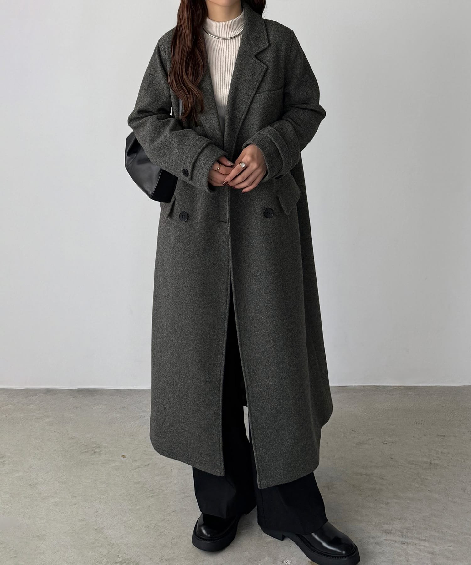 【ジュノア/JUNOAH】のcallautia ダブルボタンロングチェスターコート インテリア・キッズ・メンズ・レディースファッション・服の通販 founy(ファニー) 　ファッション　Fashion　レディースファッション　Fashion for Women　アウター　Coat / Outerwear Collection　コート・ロングコート・ピーコート　Long Coats, Peacoats & More　チェスターコート・ロング丈アウター　Chester Coats / Chesterfield Long Coats　ダークグレー|ID: prp329100004733249 ipo3291000000034499242