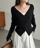 【カプリシューレマージュ/CAPRICIEUX LEMAGE】の【華奢見えが叶う】クロスVネックニット 人気、トレンドファッション・服の通販 founy(ファニー) ファッション Fashion レディースファッション Fashion for Women トップス・カットソー Cut & Sew Tops ニット Knit Tops & Sweaters Vネックトップス V-Neck Tops / V-Cut Neckline Shirts おすすめ Recommended / Our Picks デニム Denim, Jeans Material ボトム Bottoms, Lower Wear マキシ Maxi, Full Length ワイド Wide, Wide Fit thumbnail ブラック|ID: prp329100004733292 ipo3291000000034470183