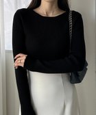 【ジュノア/JUNOAH】のLouere ボートネック長袖リブニット ブラック|ID: prp329100004733353 ipo3291000000034612581