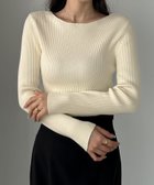【ジュノア/JUNOAH】のLouere ボートネック長袖リブニット アイボリー|ID: prp329100004733353 ipo3291000000034612586