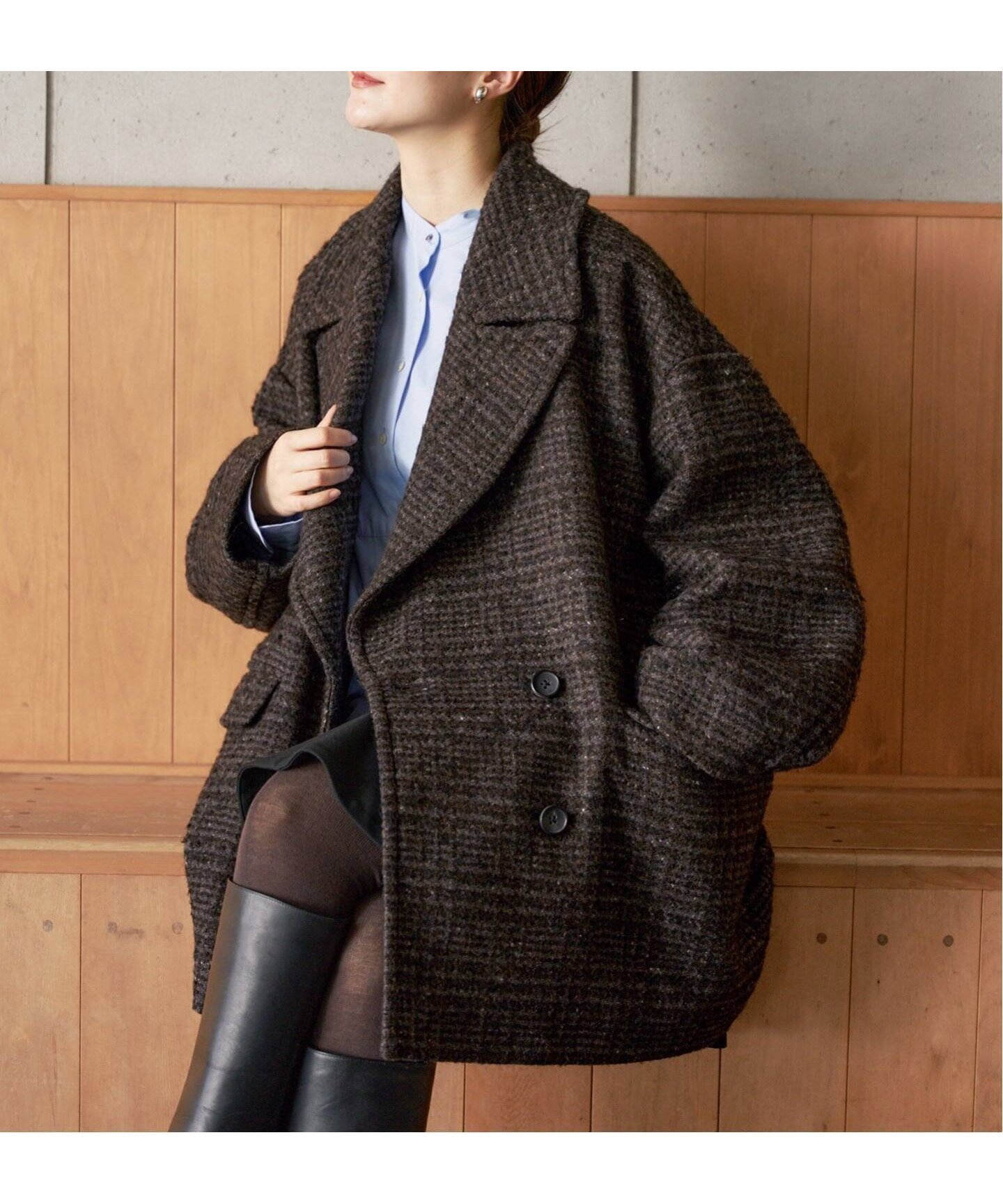 【イエナ/IENA】のLA TORRE チェックコート インテリア・キッズ・メンズ・レディースファッション・服の通販 founy(ファニー) 　ファッション　Fashion　レディースファッション　Fashion for Women　アウター　Coat / Outerwear Collection　コート・ロングコート・ピーコート　Long Coats, Peacoats & More　2025年　2025　2025-2026秋冬・A/W　Autumn/Winter 2025–26 AW25–26　イタリア　Italy　シンプル　Simple, Minimal　チェック　Check, Plaid, Tartan　ネップ　Nepp, Slub Yarn　バランス　Balance, Style Balance　ファブリック　Fabric, Textile　フォルム　Silhouette, Form　ミドル　Middle Length, Mid Height　ブラウン|ID: prp329100004733372 ipo3291000000034487012