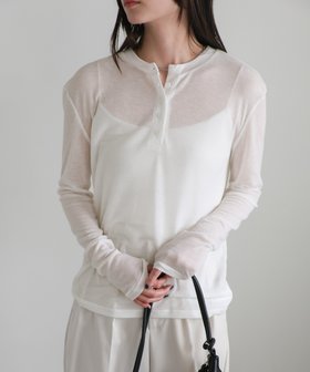 【セレクトモカ/SELECT MOCA】のヘンリーネックシアーロンT 人気、トレンドファッション・服の通販 founy(ファニー) ファッション Fashion レディースファッション Fashion for Women トップス・カットソー Cut & Sew Tops ロングTシャツ・Tシャツ Longline T-Shirts & Tees おすすめ Recommended / Our Picks カットソー Cut and Sewn Top シアー Sheer, See-Through フィット Fit, Slim Fit ルーズ Loose, Oversized |ID:prp329100004733376