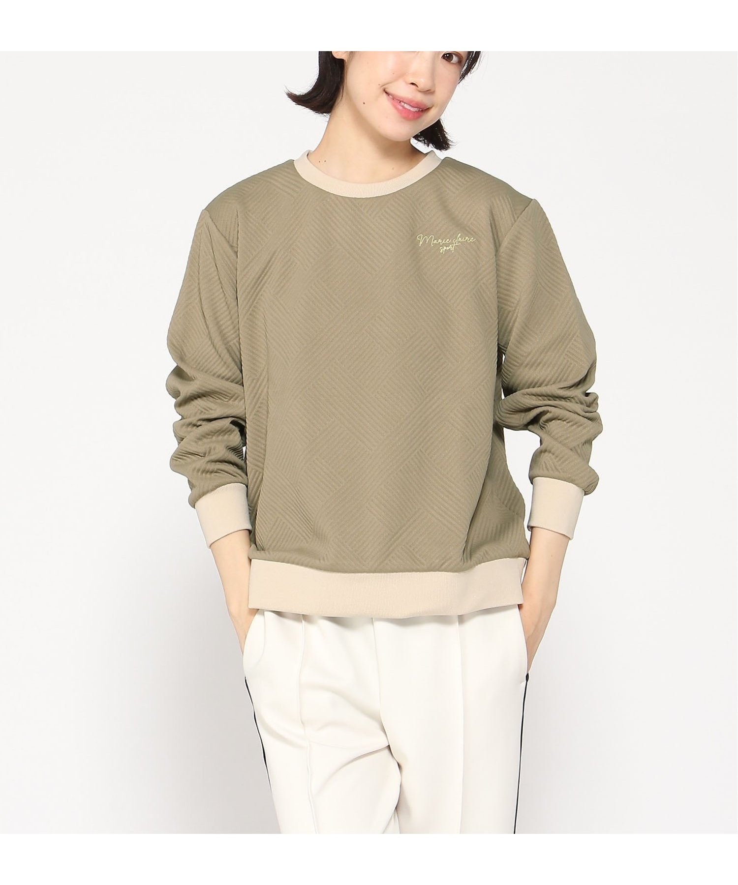 【ニッキー/nikki】のmarie claire sport/ジャガードクルートップス インテリア・キッズ・メンズ・レディースファッション・服の通販 founy(ファニー) 　ファッション　Fashion　レディースファッション　Fashion for Women　トップス・カットソー　Cut & Sew Tops　ストレッチ　Stretch, Stretchy Fabric　KH|ID: prp329100004733380 ipo3291000000034247752