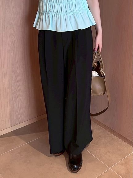 【ミラオーウェン/Mila Owen】のドライタッチ2タックワイドパンツ インテリア・キッズ・メンズ・レディースファッション・服の通販 founy(ファニー) 　ファッション　Fashion　レディースファッション　Fashion for Women　パンツ　Pants & Trousers　ストレッチ　Stretch, Stretchy Fabric　スマート　Smart, Elegant　トレンド　Trend, Trending Now　モダン　Modern, Contemporary　ワイド　Wide, Wide Fit　BLK[009]|ID: prp329100004733407 ipo3291000000034369560