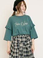 【サマンサモスモス/Samansa Mos2】の接触冷感 袖フリルロゴ刺繍Tシャツ グリーン|ID: prp329100004733460 ipo3291000000034274936