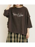 【サマンサモスモス/Samansa Mos2】の接触冷感 袖フリルロゴ刺繍Tシャツ ダークブラウン|ID: prp329100004733460 ipo3291000000034274940