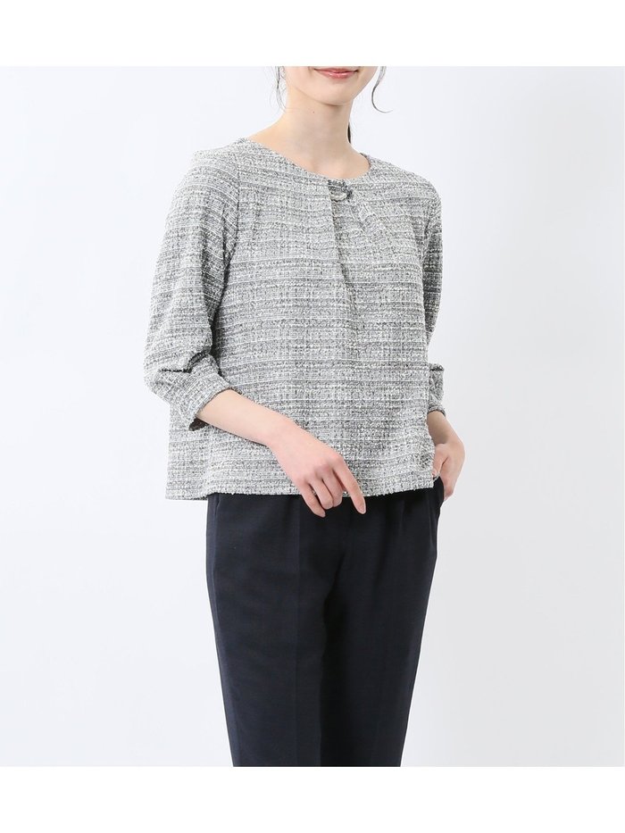 【タカキュー/TAKA-Q】のカットツイード ビジュー付きプルオーバー インテリア・キッズ・メンズ・レディースファッション・服の通販 founy(ファニー) https://founy.com/ ファッション Fashion レディースファッション Fashion for Women トップス・カットソー Cut & Sew Tops カジュアルプルオーバー・ニットトップス Pullovers & Knit Tops / Casual Pullovers インナー Innerwear オケージョン Occasion Wear 春 Spring 秋 Autumn カットソー Cut and Sewn Top ストレッチ Stretch, Stretchy Fabric ストレート Straight, Straight Cut スマート Smart, Elegant スリット Slit, Slit Detail ツイード Twill, Twill Weave デニム Denim, Jeans Material パール Pearl, Pearl Accent ビジュー Bijou, Jewel-like Accent フィット Fit, Slim Fit フレアースカート Flared Skirt, A-Line Skirt ベーシック Basic, Essential 冬 Winter / This Winter A/W・秋冬 Autumn/Winter S/S・春夏 SS, Spring/Summer, Warm Season 夏 Summer エレガント 上品 Elegant セレモニー Ceremony ギフト プレゼント Gift / Present ビジネス 仕事 通勤 Business / Work / Commuting |ID: prp329100004733585 ipo3291000000034298224