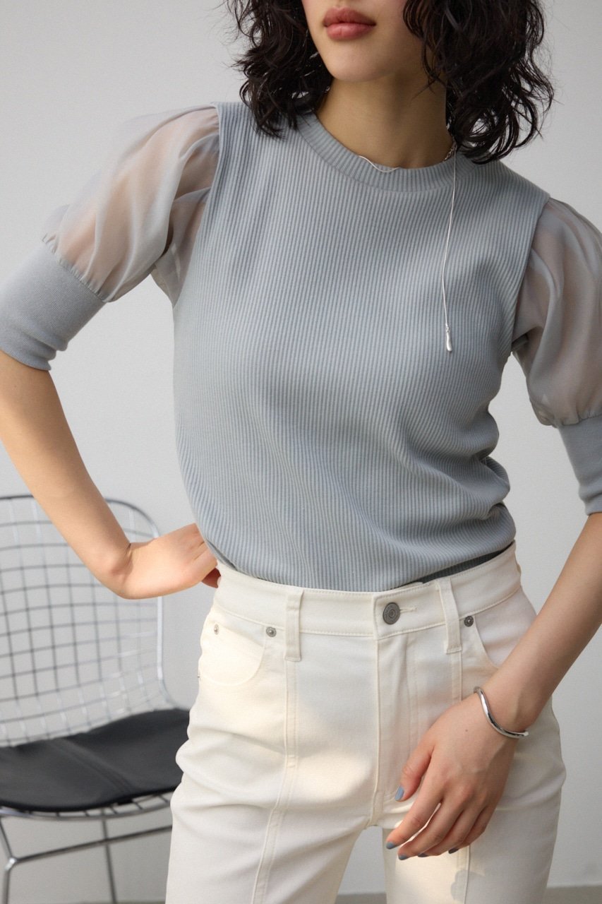 【アズール バイ マウジー/AZUL by moussy】のシアースリーブパフトップス インテリア・キッズ・メンズ・レディースファッション・服の通販 founy(ファニー) 　ファッション　Fashion　レディースファッション　Fashion for Women　トップス・カットソー　Cut & Sew Tops　2024年　2024　2024春夏・S/S　Spring/Summer 2024 SS24　インナー　Innerwear　キャミワンピース　Cami Dress, Slip Dress　シアー　Sheer, See-Through　トレンド　Trend, Trending Now　夏　Summer　S/S・春夏　SS, Spring/Summer, Warm Season　L/GRY1|ID: prp329100004733672 ipo3291000000034300696