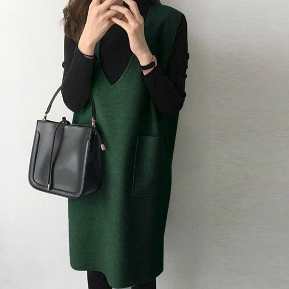 【ミニミニストア/miniministore】のワンピース ジャンパースカートレディース インテリア・キッズ・メンズ・レディースファッション・服の通販 founy(ファニー) 　ファッション　Fashion　レディースファッション　Fashion for Women　スカート　Skirts　チュニック　Tunic, Long Top　デニム　Denim, Jeans Material　トレンド　Trend, Trending Now　ベスト　Vest, Waistcoat　無地　Plain, Solid Color　A/W・秋冬　Autumn/Winter　ビジネス 仕事 通勤　Business / Work / Commuting　ダークグリーン|ID: prp329100004733692 ipo3291000000034194426