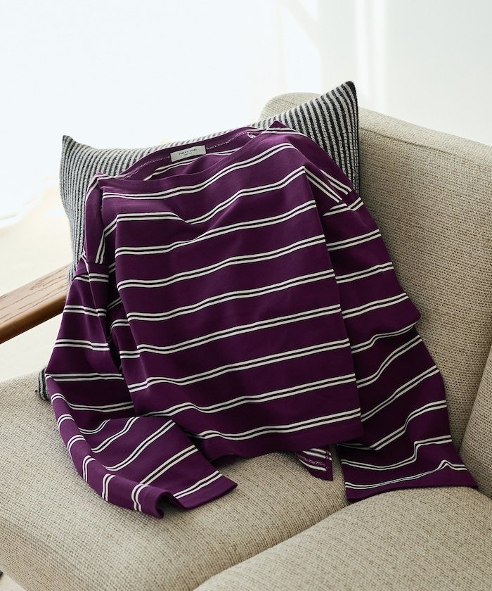 【フリークスストア/FREAK'S STORE】のマルチボーダー ショートバスクTシャツ 25SS インテリア・キッズ・メンズ・レディースファッション・服の通販 founy(ファニー) 　ファッション　Fashion　レディースファッション　Fashion for Women　トップス・カットソー　Cut & Sew Tops　シャツ・ブラウス・オフィスカジュアル　Elegant Blouses & Button-Ups　ロングTシャツ・Tシャツ　Longline T-Shirts & Tees　2025年　2025　2025春夏・S/S　Spring/Summer 2025 SS25　ショート　Short, Short Length　トレンド　Trend, Trending Now　バスク　Basque, Basque Style　ビッグ　Big, Oversized　ボーダー　Border, Stripe　夏　Summer　定番　Standard, Basic Item　S/S・春夏　SS, Spring/Summer, Warm Season　パープル|ID: prp329100004733712 ipo3291000000034657607