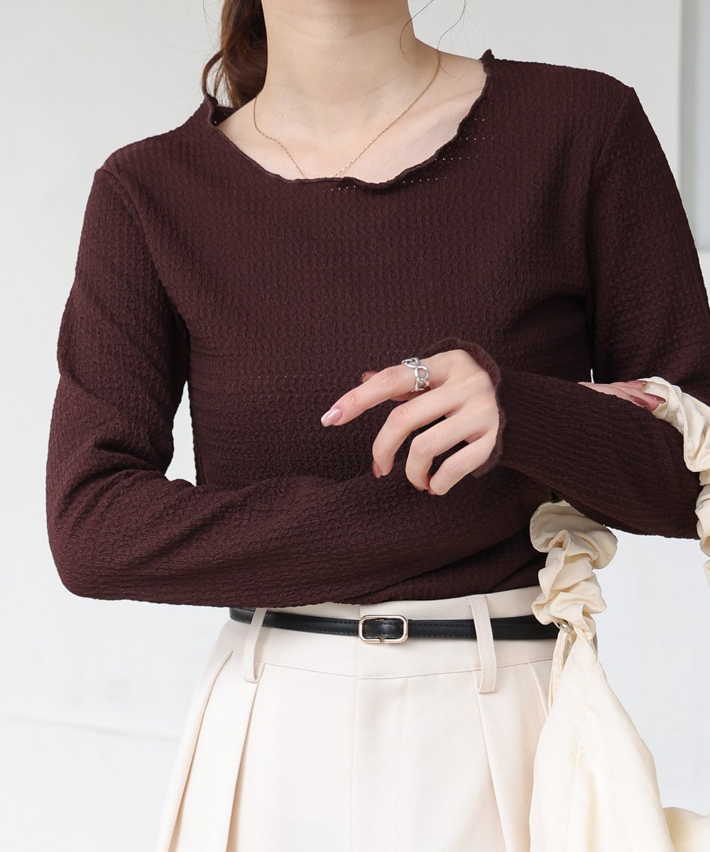 【バブ ブージュルード/Bab Bou Jeloud】のメローデザイントップス インテリア・キッズ・メンズ・レディースファッション・服の通販 founy(ファニー) 　ファッション　Fashion　レディースファッション　Fashion for Women　トップス・カットソー　Cut & Sew Tops　インナー　Innerwear　カーディガン　Cardigan, Knitwear　キャミワンピース　Cami Dress, Slip Dress　スウェット / スエット　Sweatshirt, Sweatwear　ストレッチ　Stretch, Stretchy Fabric　スマート　Smart, Elegant　チェック　Check, Plaid, Tartan　デニム　Denim, Jeans Material　フィット　Fit, Slim Fit　フェミニン　Feminine, Girly　ワイド　Wide, Wide Fit　再入荷　Restock / Back in Stock　おすすめ　Recommended / Our Picks　BROWN|ID: prp329100004733716 ipo3291000000034247735