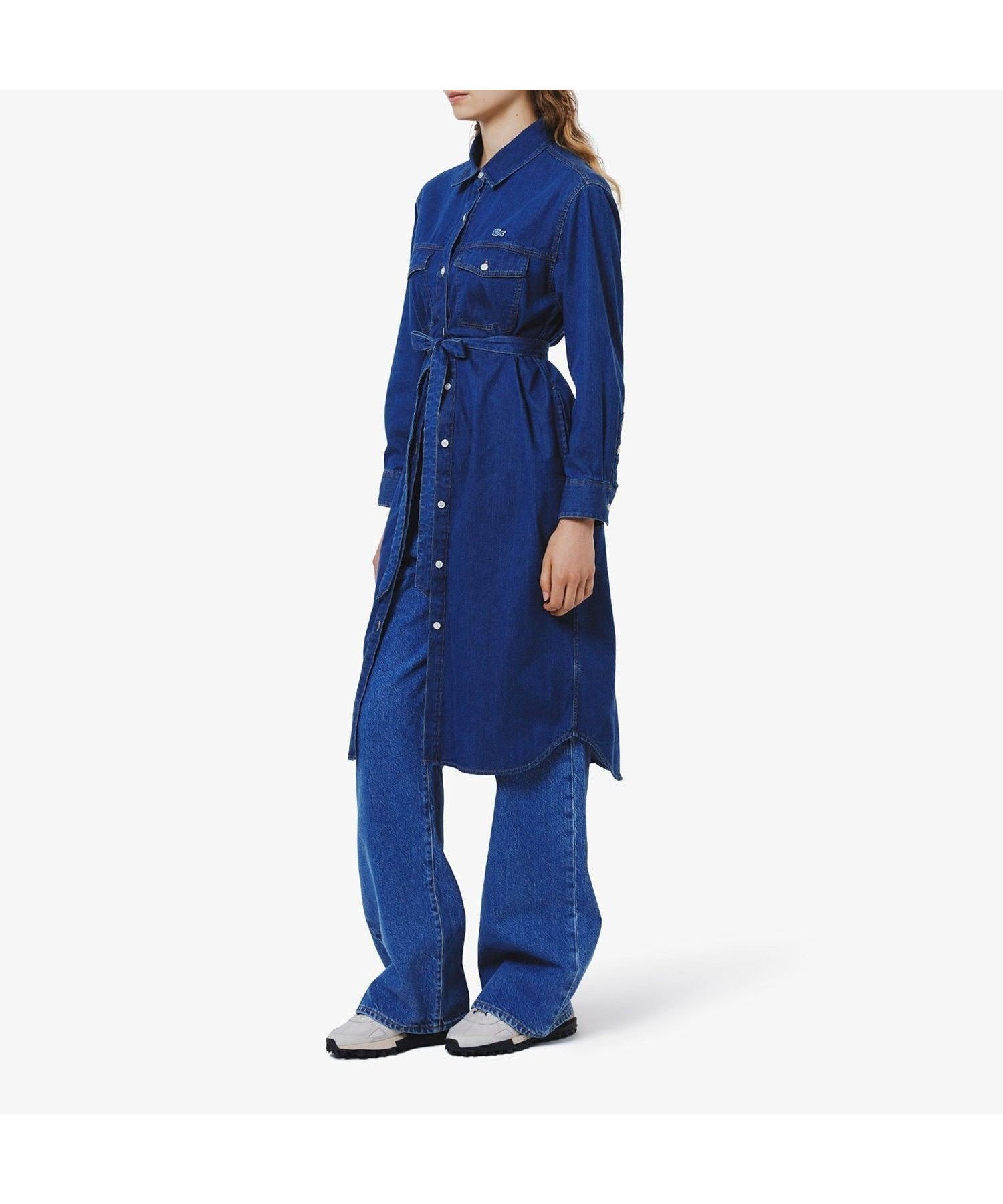 【ラコステ/LACOSTE】のロングデニムシャツドレス / シャツワンピース ウエストベルト付き インテリア・キッズ・メンズ・レディースファッション・服の通販 founy(ファニー) 　ファッション　Fashion　レディースファッション　Fashion for Women　ワンピース　Dresses　フォーマル・パーティードレス・結婚式用ドレス　Elegant & Casual Dresses　シャツワンピース / 1枚で着映えコーデ　Shirt Dresses　ベルト&ウエストマーク　Belts & Waist Accessories　エレガント 上品　Elegant　デニム　Denim, Jeans Material　ドレス　Dress, One-Piece　フェミニン　Feminine, Girly　ブラウジング　Blouson Silhouette, Cinched Waist　ポケット　Pocket, Pocket Detail　マニッシュ　Mannish, Boyish　羽織　Haori, Light Jacket　ブルー|ID: prp329100004733727 ipo3291000000034194612