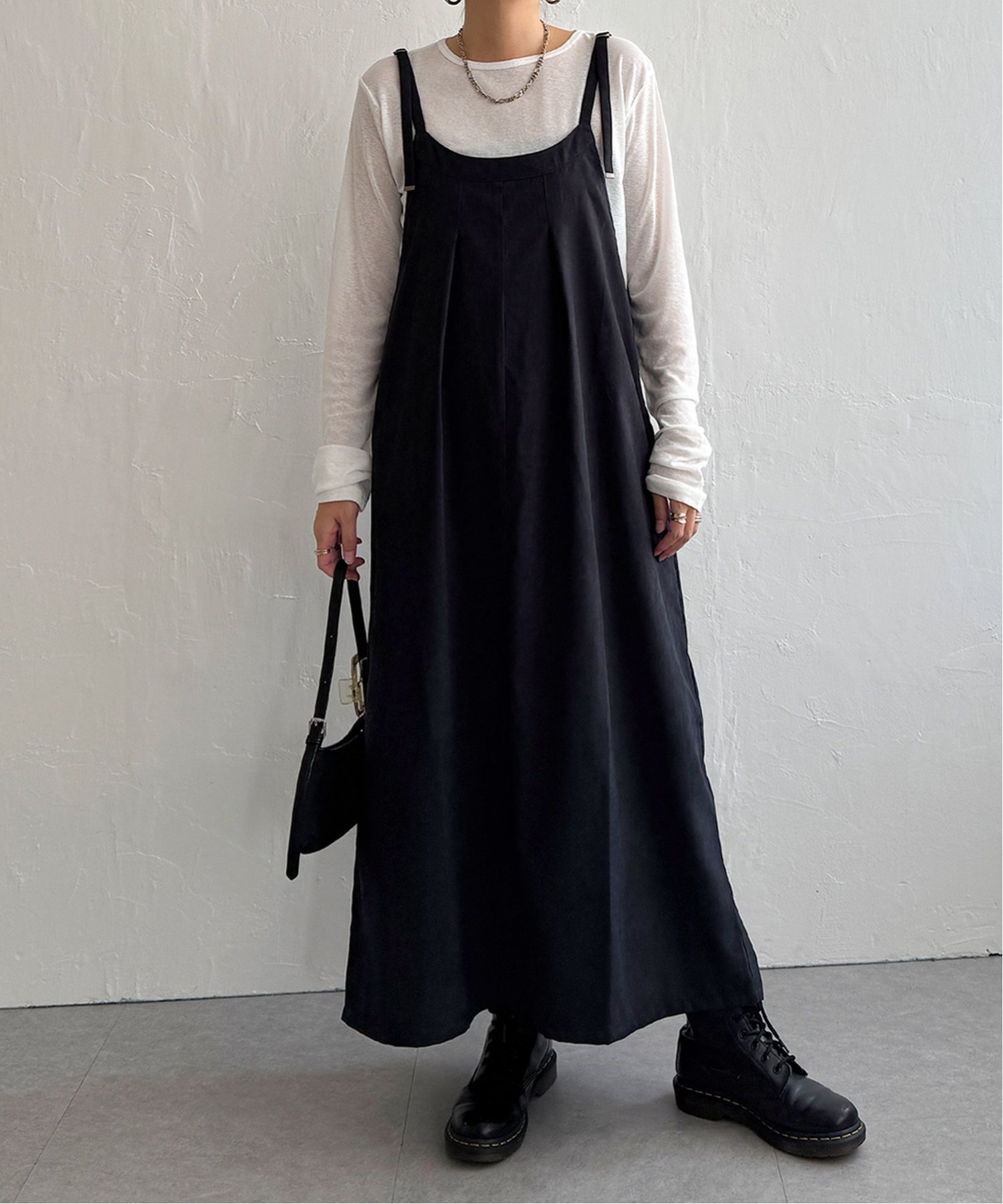 【エルビーシー/LBC】のピーチツイル2WAYジャンスカ インテリア・キッズ・メンズ・レディースファッション・服の通販 founy(ファニー)  ファッション Fashion レディースファッション Fashion for Women インナー Innerwear カットソー Cut and Sewn Top シンプル Simple, Minimal ジャンスカ Jumper Skirt, Pinafore Dress 冬 Winter / This Winter ブラック|ID: prp329100004733794 ipo3291000000034194880