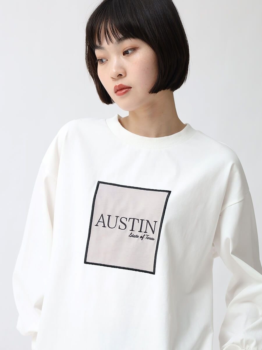 【ラシュッド/LASUD】のシアーロゴ刺繍ロンT インテリア・キッズ・メンズ・レディースファッション・服の通販 founy(ファニー) ファッション Fashion レディースファッション Fashion for Women トップス・カットソー Cut & Sew Tops ロングTシャツ・Tシャツ Longline T-Shirts & Tees シアー Sheer, See-Through スリット Slit, Slit Detail ロング Long, Long-Length オフホワイト|ID: prp329100004733847 ipo3291000000034791048