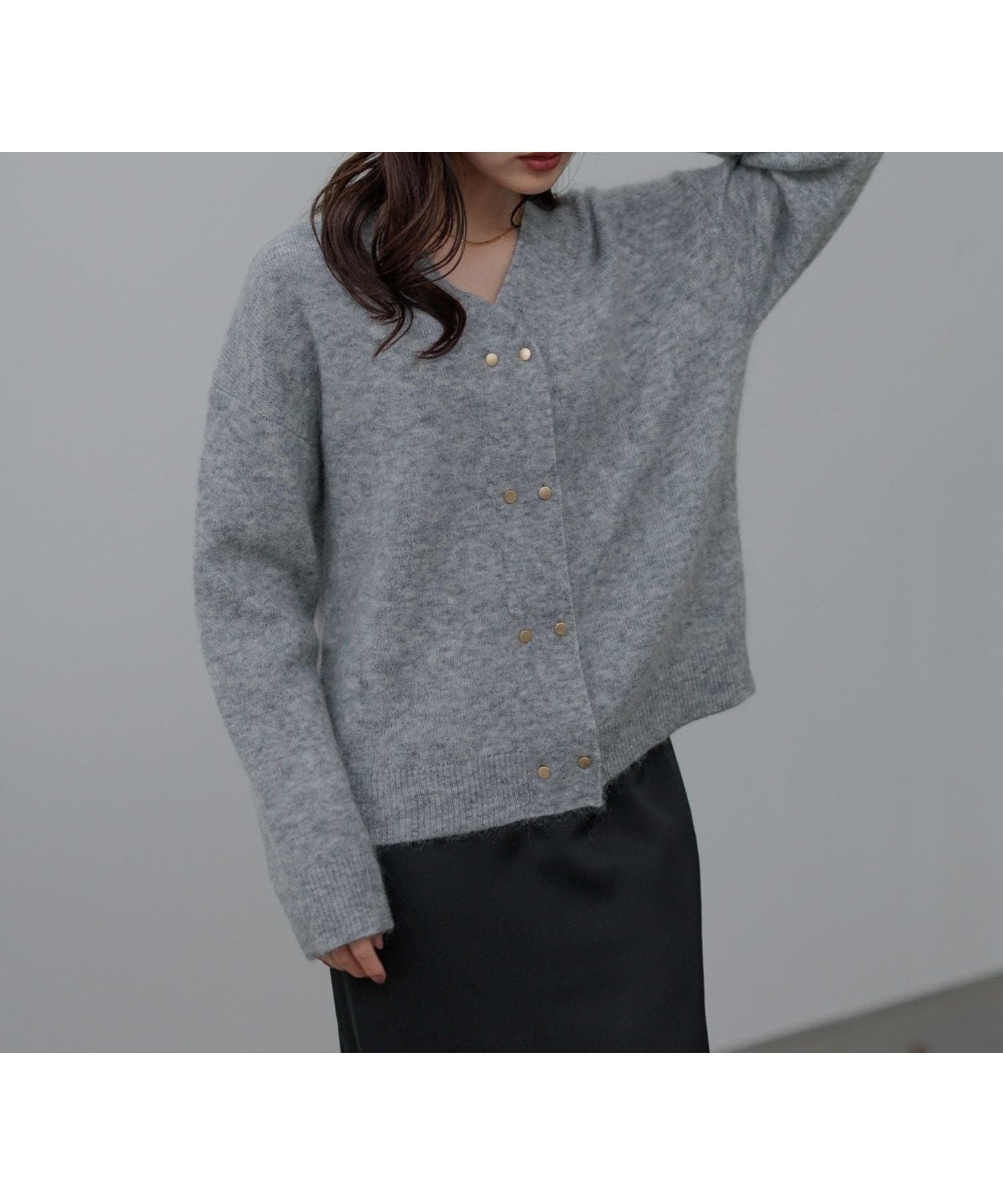 【アンデミュウ/Andemiu】の【手洗い可能】モヘアWキンボタンカーディガン インテリア・キッズ・メンズ・レディースファッション・服の通販 founy(ファニー) 　ファッション　Fashion　レディースファッション　Fashion for Women　トップス・カットソー　Cut & Sew Tops　カーディガン・羽織り　Layered Style Cardigans　エレガント 上品　Elegant　シルク　Silk, 100% Silk　ジャケット　Jacket, Outerwear　スリット　Slit, Slit Detail　ダブル　Double, Double-Breasted　デコルテ　Décolleté, Neckline　フロント　Front, Front Design　冬　Winter / This Winter　グレー|ID: prp329100004733999 ipo3291000000034661632