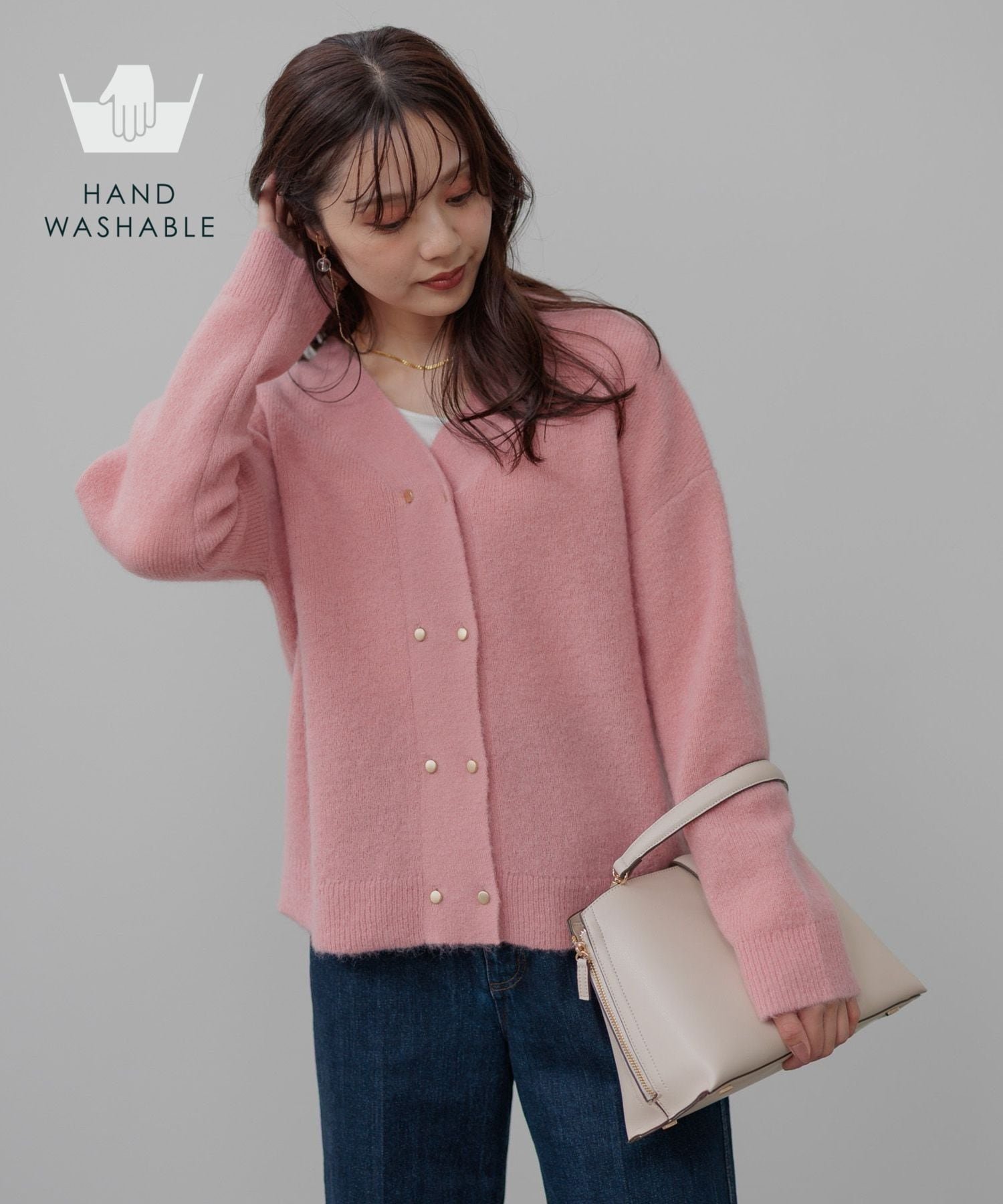 【アンデミュウ/Andemiu】の【手洗い可能】モヘアWキンボタンカーディガン インテリア・キッズ・メンズ・レディースファッション・服の通販 founy(ファニー) 　ファッション　Fashion　レディースファッション　Fashion for Women　トップス・カットソー　Cut & Sew Tops　カーディガン・羽織り　Layered Style Cardigans　エレガント 上品　Elegant　シルク　Silk, 100% Silk　ジャケット　Jacket, Outerwear　スリット　Slit, Slit Detail　ダブル　Double, Double-Breasted　デコルテ　Décolleté, Neckline　フロント　Front, Front Design　冬　Winter / This Winter　ピンク|ID: prp329100004733999 ipo3291000000034661633