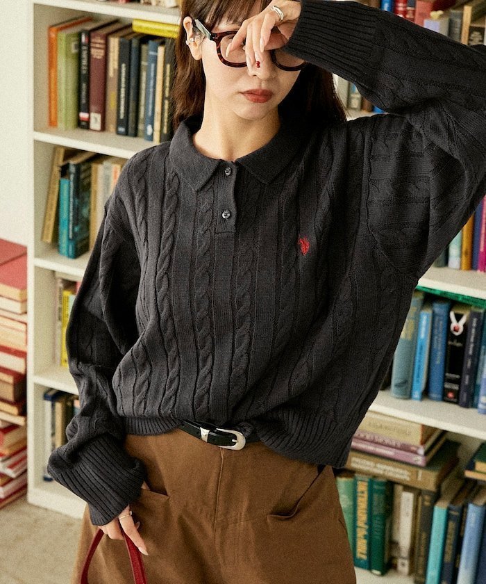 【フリークスストア/FREAK'S STORE】のケーブルニット ポロ プルオーバー 限定展開 25AW インテリア・キッズ・メンズ・レディースファッション・服の通販 founy(ファニー) 　ファッション　Fashion　レディースファッション　Fashion for Women　トップス・カットソー　Cut & Sew Tops　ニット　Knit Tops & Sweaters　カジュアルプルオーバー・ニットトップス　Pullovers & Knit Tops / Casual Pullovers　2025年　2025　2025-2026秋冬・A/W　Autumn/Winter 2025–26 AW25–26　チャコールグレー|ID: prp329100004734047 ipo3291000000034196526