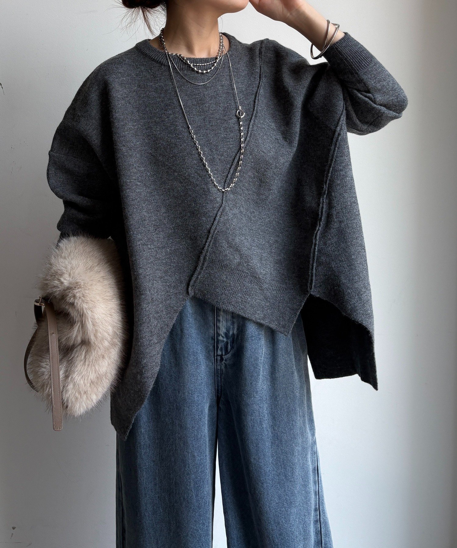 【ドゥドゥ/DouDou】の【WEB限定】ステッチアシメドルマンニット 人気、トレンドファッション・服の通販 founy(ファニー) ファッション Fashion レディースファッション Fashion for Women トップス・カットソー Cut & Sew Tops ニット Knit Tops & Sweaters アシンメトリー Asymmetrical Style スマート Smart, Elegant A/W・秋冬 Autumn/Winter 冬 Winter / This Winter 再入荷 Restock / Back in Stock 2025年 2025 2025-2026秋冬・A/W Autumn/Winter 2025–26 AW25–26 other-1|ID: prp329100004734113 ipo3291000000034593373