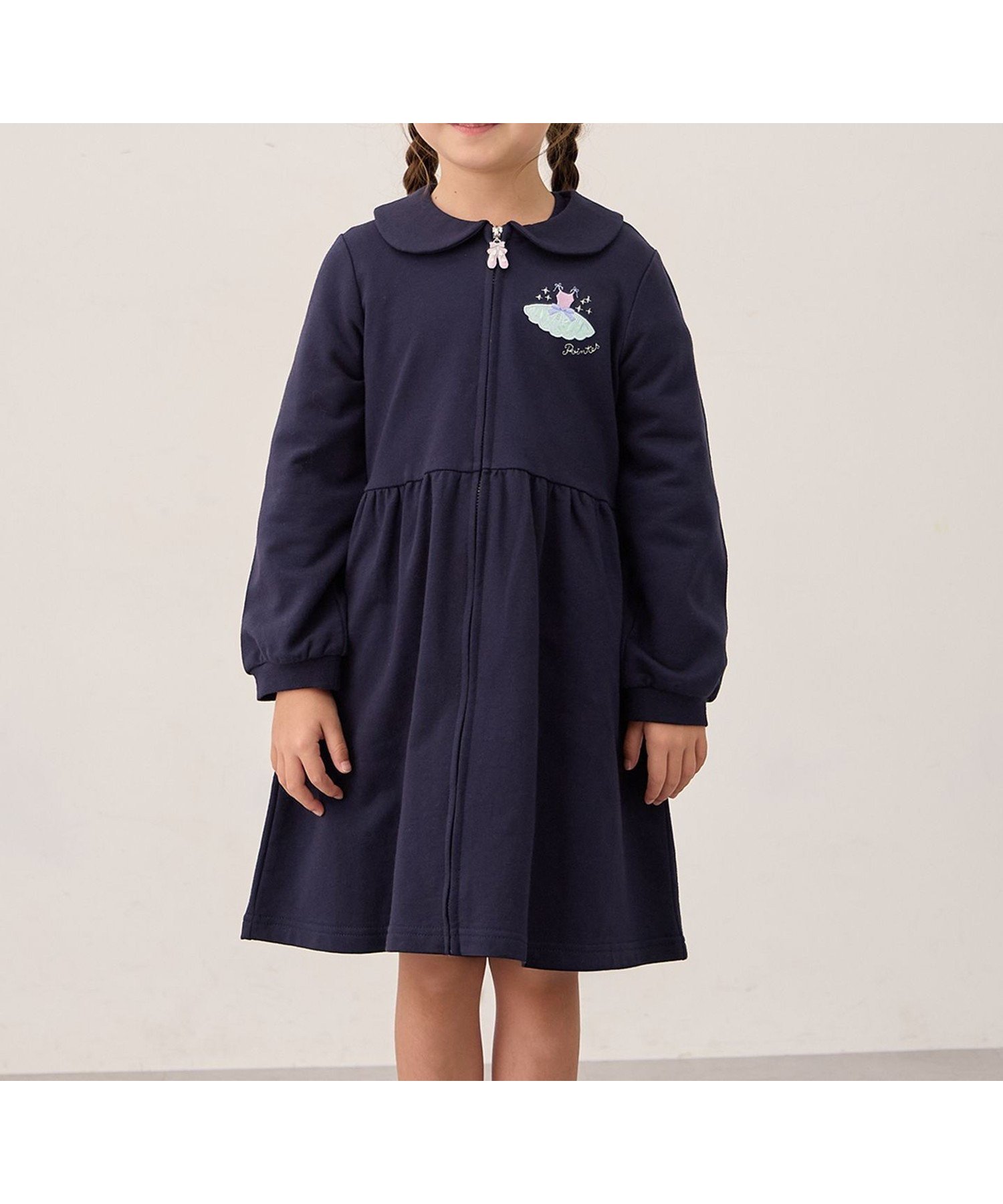【エニー/ANY / KIDS】のジップアップワンピース インテリア・キッズ・メンズ・レディースファッション・服の通販 founy(ファニー) 　ファッション　Fashion　キッズファッション　Fashion for Kids　ワンピース　Dresses　カットソー　Cut and Sewn Top　チャーム　Charm, Pendant　バレエ　Ballet, Ballet Style　フロント　Front, Front Design　ポケット　Pocket, Pocket Detail　モチーフ　Motif, Design Theme　ネイビー[075]|ID: prp329100004734136 ipo3291000000034571835
