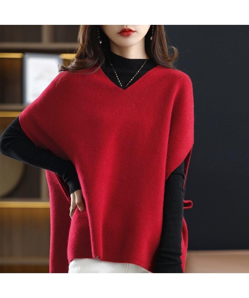 【ミニミニストア/miniministore】のニットベスト レディースチョッキ 重ね着 インテリア・キッズ・メンズ・レディースファッション・服の通販 founy(ファニー) 　ファッション　Fashion　レディースファッション　Fashion for Women　アウター　Coat / Outerwear Collection　トップス・カットソー　Cut & Sew Tops　ニット　Knit Tops & Sweaters　ベスト&ジレ / 重ね着スタイル　Vests & Gilets　アクリル　Acrylic Material　ショルダー　Shoulder, Shoulder Strap　シンプル　Simple, Minimal　タートルネック　Turtleneck, High Neck　ドロップ　Drop Shoulder, Dropped Style　ベスト　Vest, Waistcoat　冬　Winter / This Winter　無地　Plain, Solid Color　A/W・秋冬　Autumn/Winter　レッド|ID: prp329100004734143 ipo3291000000034483029