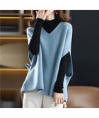 【ミニミニストア/miniministore】のニットベスト レディースチョッキ 重ね着 ブルー|ID: prp329100004734143 ipo3291000000034863332