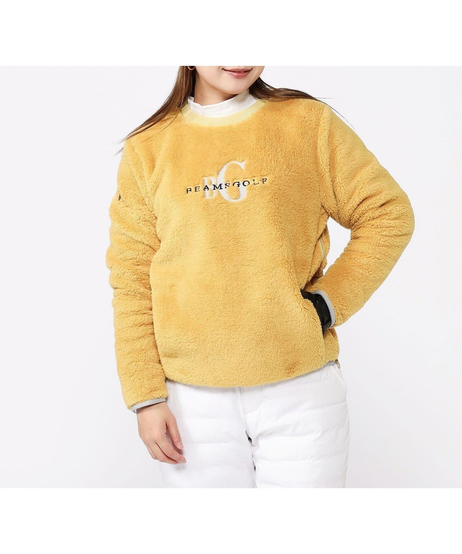 【ビームス ウイメン/BEAMS】のORANGE LABEL / 裏付き ボアフリース プルオーバー インテリア・キッズ・メンズ・レディースファッション・服の通販 founy(ファニー) 　ファッション　Fashion　レディースファッション　Fashion for Women　トップス・カットソー　Cut & Sew Tops　カジュアルプルオーバー・ニットトップス　Pullovers & Knit Tops / Casual Pullovers　アウトドア　Outdoor Clothing　アメリカン　American Style　インナー　Innerwear　ウォーム　Warm Fabric　軽量　Lightweight, Ultra Light　定番　Standard, Basic Item　ポロシャツ　Polo Shirt, Collared Tee　メッシュ　Mesh, Net Fabric　モックネック　Mock Neck, Short Turtleneck　A/W・秋冬　Autumn/Winter　ゴルフ　Golf　YELLOW|ID: prp329100004734163 ipo3291000000034197192