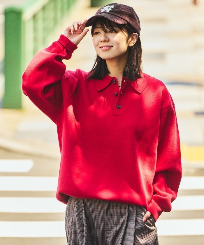 【フリークスストア/FREAK'S STORE】のスウェットライク ポロカラーニット 25AW インテリア・キッズ・メンズ・レディースファッション・服の通販 founy(ファニー) 　ファッション　Fashion　レディースファッション　Fashion for Women　トップス・カットソー　Cut & Sew Tops　ニット　Knit Tops & Sweaters　レディースパーカー・カジュアルフーディー　Casual Hoodies & Sweatshirts　スウェット・クルーネックトップス　Sweatshirts & Crewnecks / Relaxed Fit Sweat Tops　インナー　Innerwear　ウォッシャブル　Machine Washable　カーゴパンツ　Cargo Pants, Utility Pants　シューズ　Shoes, Footwear　シンプル　Simple, Minimal　スニーカー　Sneakers, Trainers　スラックス　Slacks, Dress Pants　デニム　Denim, Jeans Material　トレンド　Trend, Trending Now　トレーナー　Sweatshirt, Trainer　定番　Standard, Basic Item　バランス　Balance, Style Balance　フィット　Fit, Slim Fit　ベーシック　Basic, Essential　ボーダー　Border, Stripe　冬　Winter / This Winter　A/W・秋冬　Autumn/Winter　おすすめ　Recommended / Our Picks　エレガント 上品　Elegant　2025年　2025　2025-2026秋冬・A/W　Autumn/Winter 2025–26 AW25–26　レッド|ID: prp329100004734221 ipo3291000000034949022