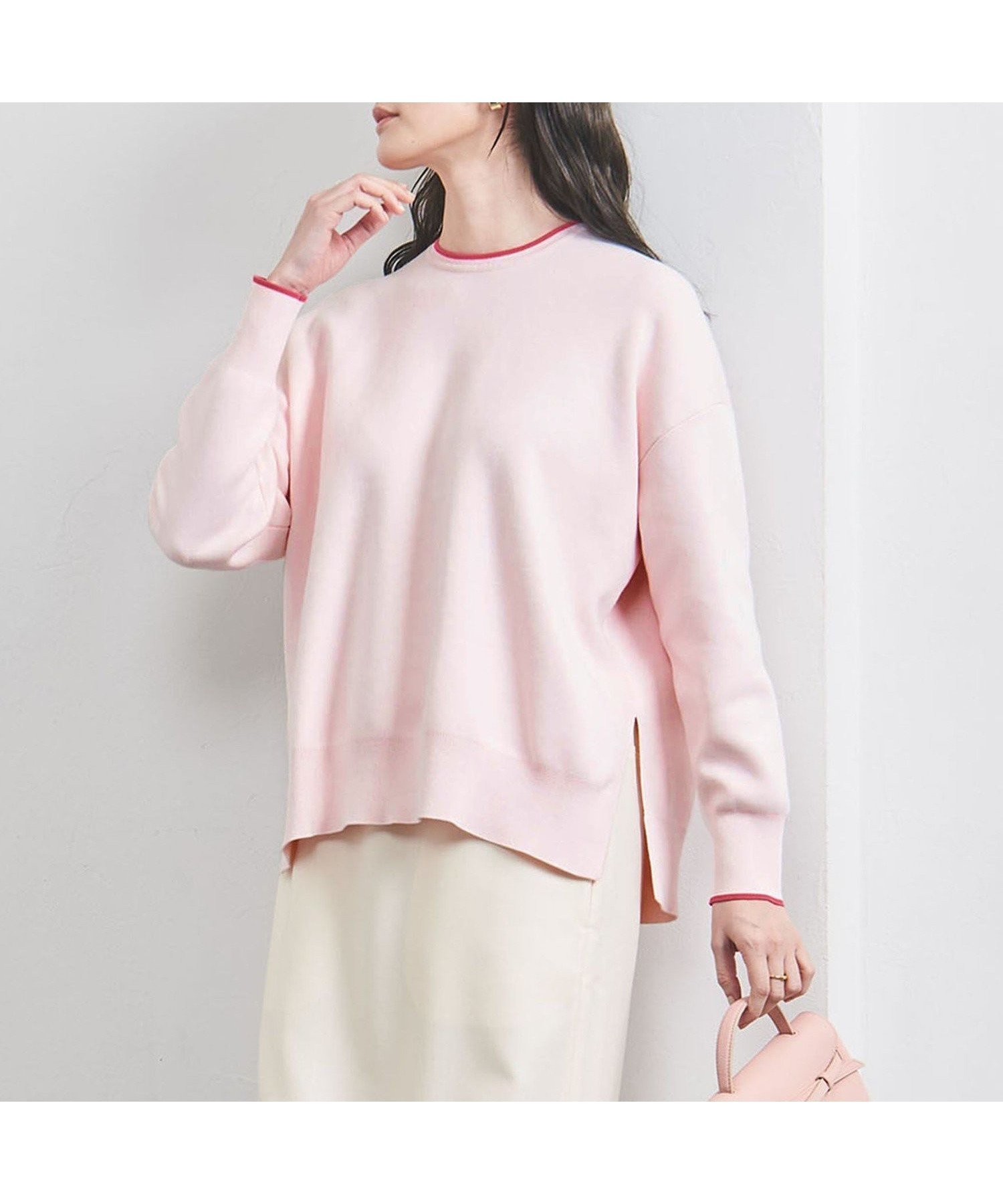 【ユナイテッドアローズ/UNITED ARROWS】のスムース クルーネックニット インテリア・キッズ・メンズ・レディースファッション・服の通販 founy(ファニー) 　ファッション　Fashion　レディースファッション　Fashion for Women　トップス・カットソー　Cut & Sew Tops　ニット　Knit Tops & Sweaters　ギャザー　Gathered, Ruffled　シンプル　Simple, Minimal　ストレート　Straight, Straight Cut　スリット　Slit, Slit Detail　タイトスカート　Pencil Skirt, Tight Skirt　人気　Popular, Best Seller　ボトム　Bottoms, Lower Wear　ワイド　Wide, Wide Fit　アウトレット　Outlet / Clearance　おすすめ　Recommended / Our Picks　LT.PINK|ID: prp329100004734232 ipo3291000000034390019