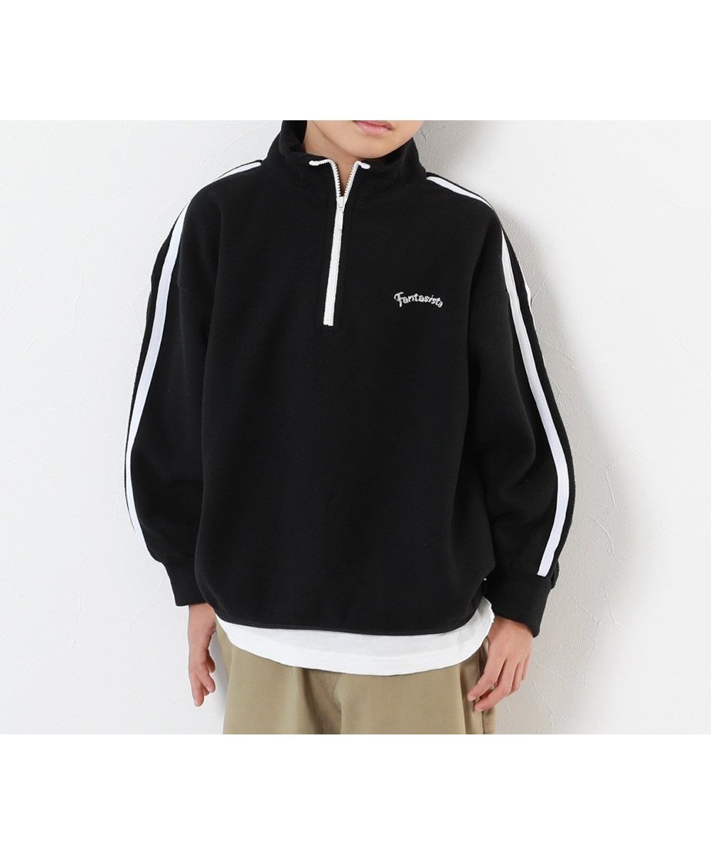 【デビロック/devirock / KIDS】のエアリーフリース ハーフジップ プルオーバー トレーナー トップス 25AW インテリア・キッズ・メンズ・レディースファッション・服の通販 founy(ファニー) 　ファッション　Fashion　キッズファッション　Fashion for Kids　トップス・カットソー　Cut & Sew Tops　スニーカー　Sneakers, Trainers　トレンド　Trend, Trending Now　トレーナー　Sweatshirt, Trainer　ミニスカート　Mini Skirt, Short Skirt　ロング　Long, Long-Length　おすすめ　Recommended / Our Picks　2025年　2025　2025-2026秋冬・A/W　Autumn/Winter 2025–26 AW25–26　004-ライン-ブラック2|ID: prp329100004734244 ipo3291000000034405652