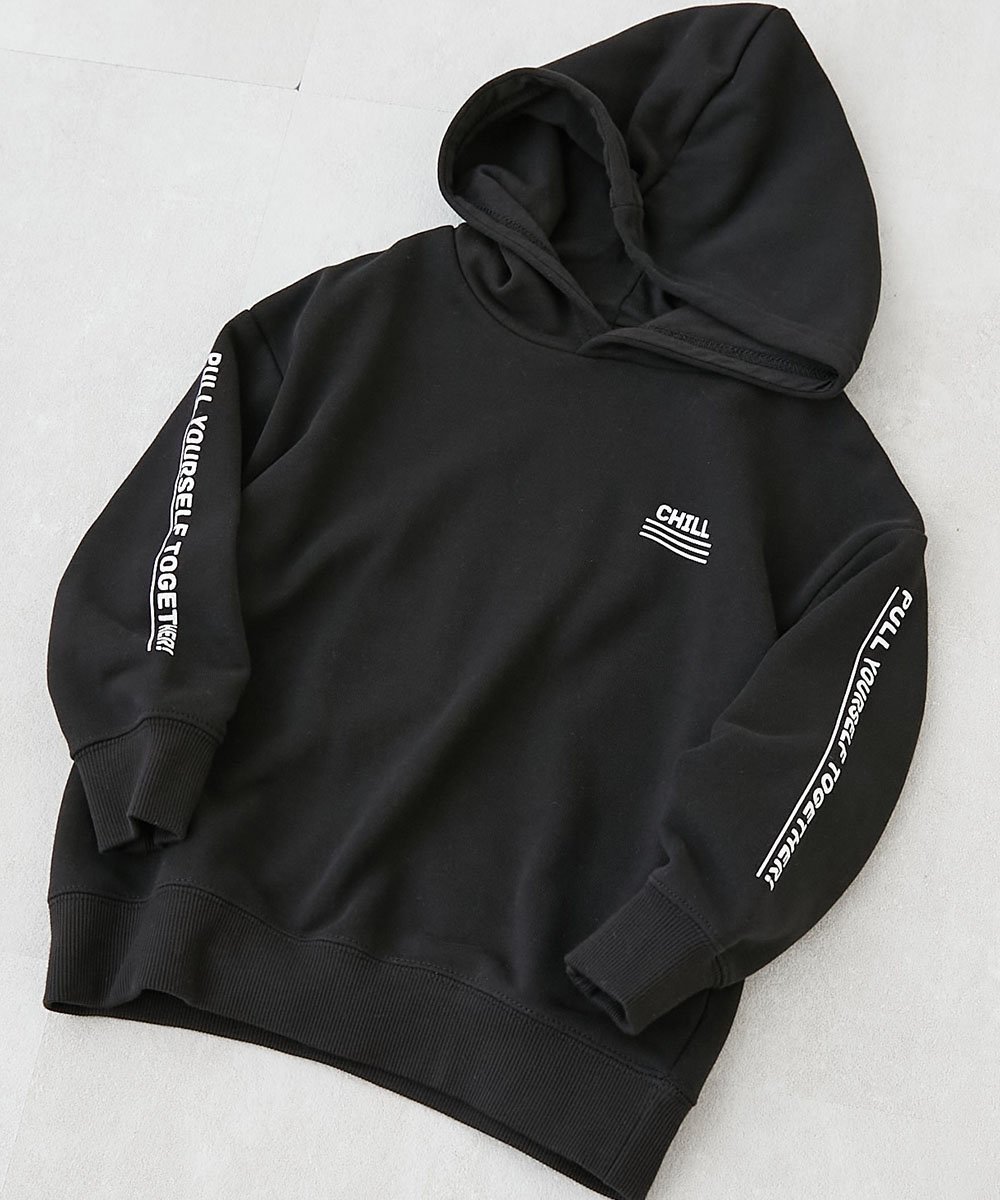 【デビロック/devirock / KIDS】のデビラボ プリント プルパーカー プルパーカー パーカー トップス 25AW インテリア・キッズ・メンズ・レディースファッション・服の通販 founy(ファニー) 　ファッション　Fashion　キッズファッション　Fashion for Kids　トップス・カットソー　Cut & Sew Tops　トレンド　Trend, Trending Now　パーカー　Hoodie, Parka　プリント　Print, Printed Pattern　おすすめ　Recommended / Our Picks　2025年　2025　2025-2026秋冬・A/W　Autumn/Winter 2025–26 AW25–26　001-ホワイト袖ロゴ-ブラック|ID: prp329100004734248 ipo3291000000034405578