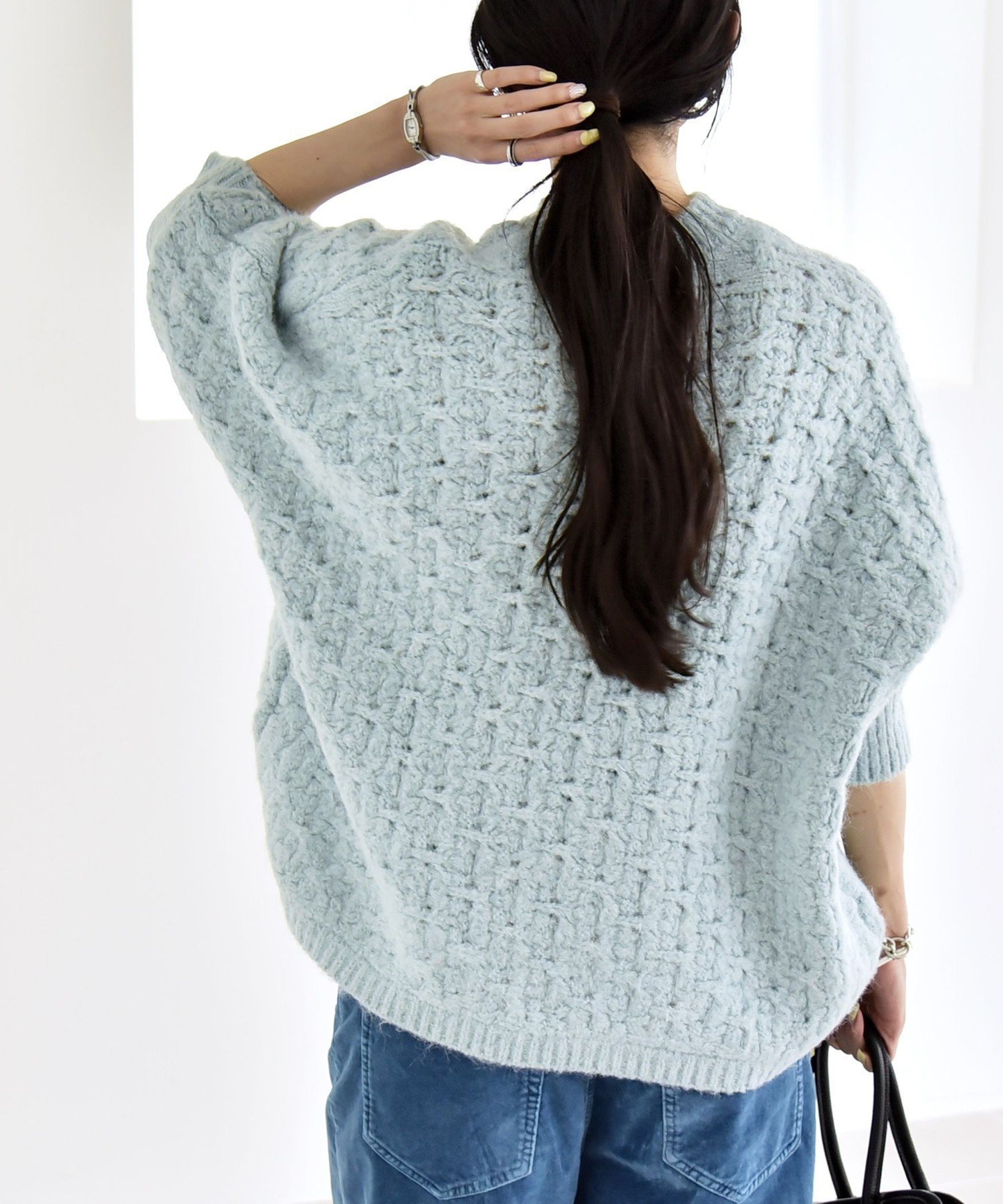 【シップス フォー ウィメン/SHIPS】のquaranciel 手洗い可能 透かし編み クルーネック ドルマン ルーズ ニット プルオーバー インテリア・キッズ・メンズ・レディースファッション・服の通販 founy(ファニー) ファッション Fashion レディースファッション Fashion for Women トップス・カットソー Cut & Sew Tops ニット Knit Tops & Sweaters カジュアルプルオーバー・ニットトップス Pullovers & Knit Tops / Casual Pullovers 洗える Machine Washable スリム Slim, Slim Fit タイトスカート Pencil Skirt, Tight Skirt タートル Turtleneck, Turtle Collar デニム Denim, Jeans Material バランス Balance, Style Balance フェミニン Feminine, Girly フォルム Silhouette, Form ボトム Bottoms, Lower Wear リラックス Relax, Relaxed Fit ルーズ Loose, Oversized レース Lace, Lace Fabric おすすめ Recommended / Our Picks 2025年 2025 2025-2026秋冬・A/W Autumn/Winter 2025–26 AW25–26 ライトブルー|ID: prp329100004734270 ipo3291000000034881804