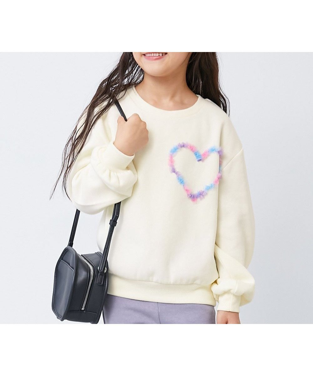 【デビロック/devirock / KIDS】のチュールモチーフ 裏起毛トレーナー トレーナー トップス 25AW インテリア・キッズ・メンズ・レディースファッション・服の通販 founy(ファニー) 　ファッション　Fashion　キッズファッション　Fashion for Kids　トップス・カットソー　Cut & Sew Tops　チュール　Tulip, Tulip Motif　デニム　Denim, Jeans Material　トレーナー　Sweatshirt, Trainer　ワイド　Wide, Wide Fit　おすすめ　Recommended / Our Picks　2025年　2025　2025-2026秋冬・A/W　Autumn/Winter 2025–26 AW25–26　002-ハート-オフホワイト|ID: prp329100004734301 ipo3291000000034417538