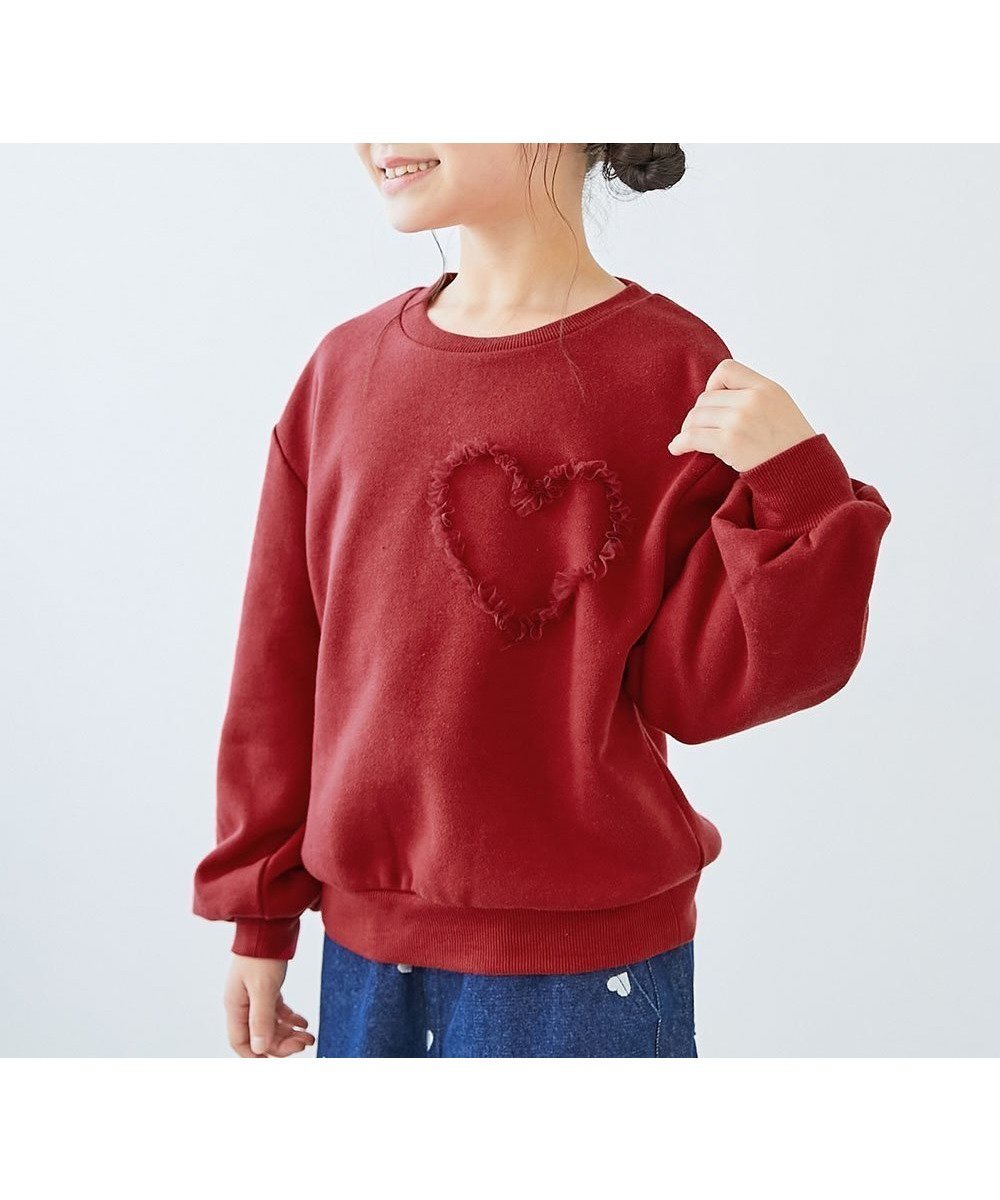 【デビロック/devirock / KIDS】のチュールモチーフ 裏起毛トレーナー トレーナー トップス 25AW インテリア・キッズ・メンズ・レディースファッション・服の通販 founy(ファニー) 　ファッション　Fashion　キッズファッション　Fashion for Kids　トップス・カットソー　Cut & Sew Tops　チュール　Tulip, Tulip Motif　デニム　Denim, Jeans Material　トレーナー　Sweatshirt, Trainer　ワイド　Wide, Wide Fit　おすすめ　Recommended / Our Picks　2025年　2025　2025-2026秋冬・A/W　Autumn/Winter 2025–26 AW25–26　013-ハート-Dレッド|ID: prp329100004734301 ipo3291000000034417545